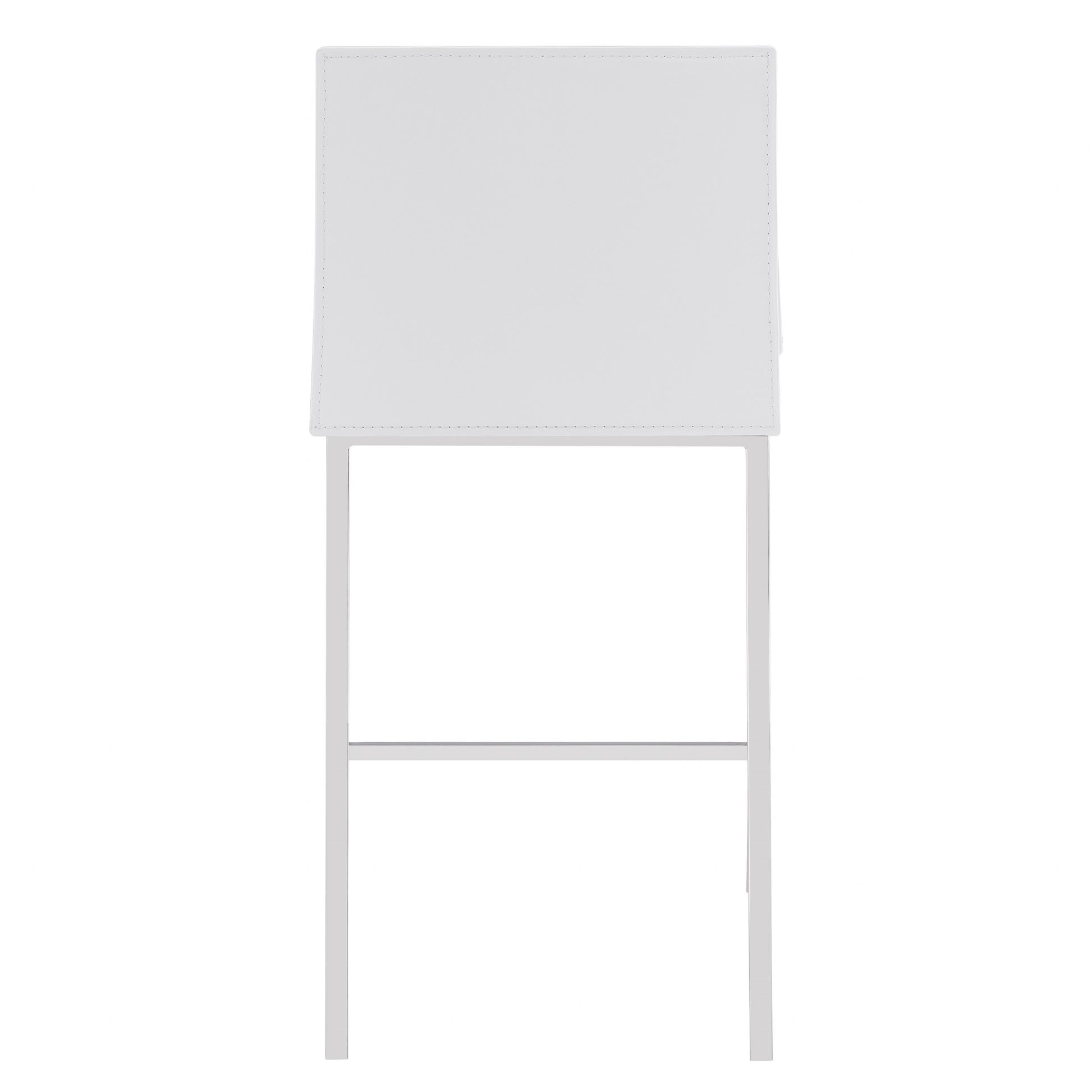 Set of Two 24" White And Silver Steel Low Back Counter Height Bar Chairs-Bar Chairs-DECOROLALA