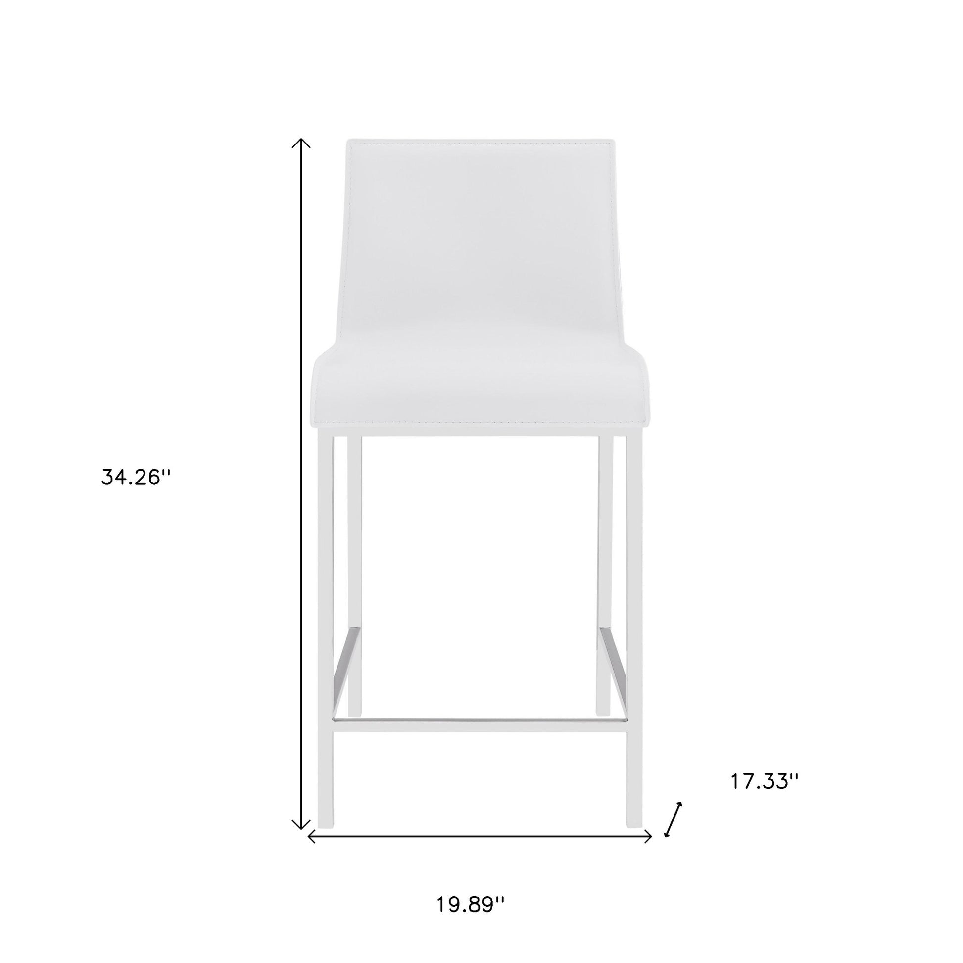 Set of Two 24" White And Silver Steel Low Back Counter Height Bar Chairs-Bar Chairs-DECOROLALA