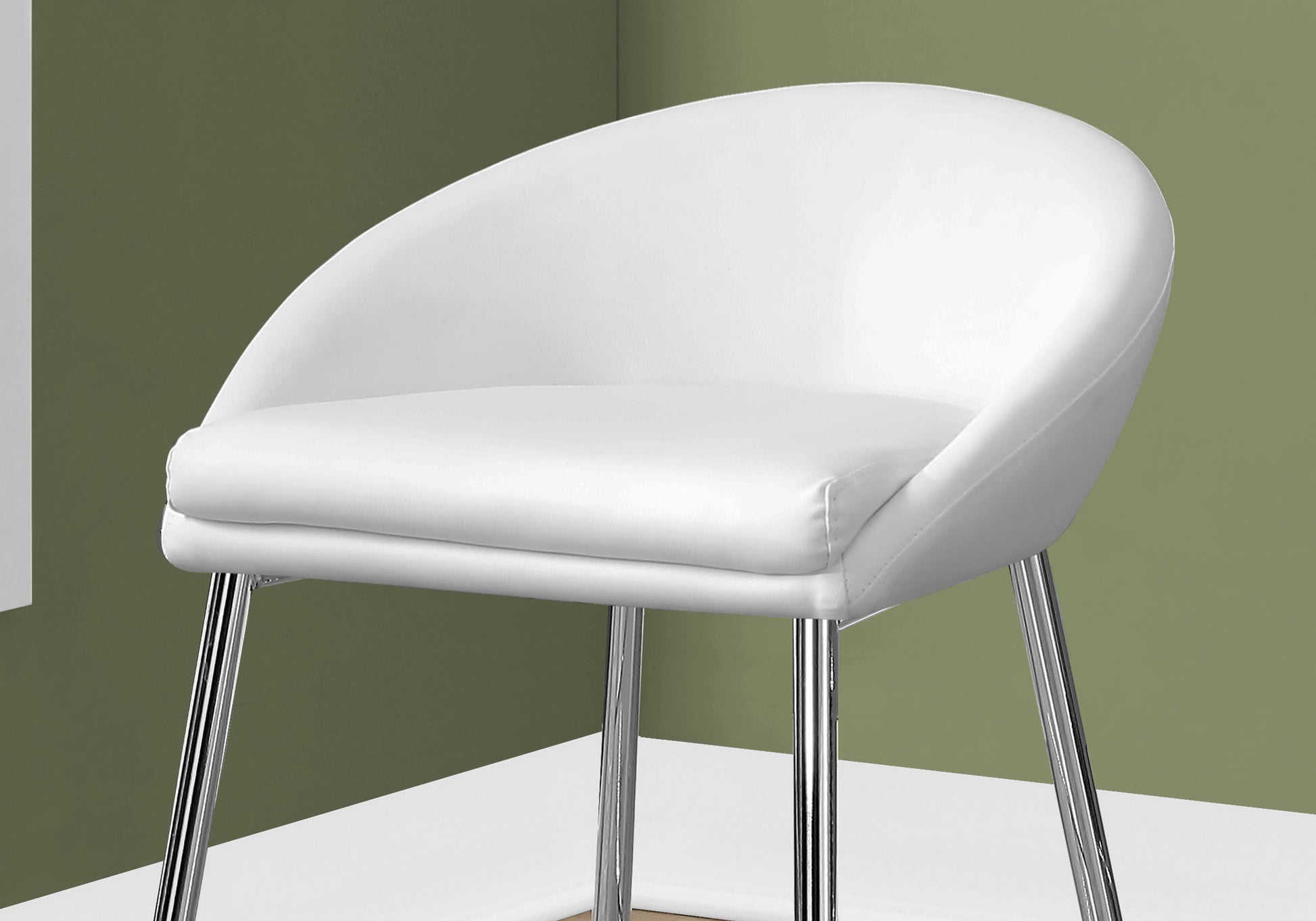 Set of Two 24" White and Silver Metal Low Back Bar Chairs-Bar Chairs-DECOROLALA