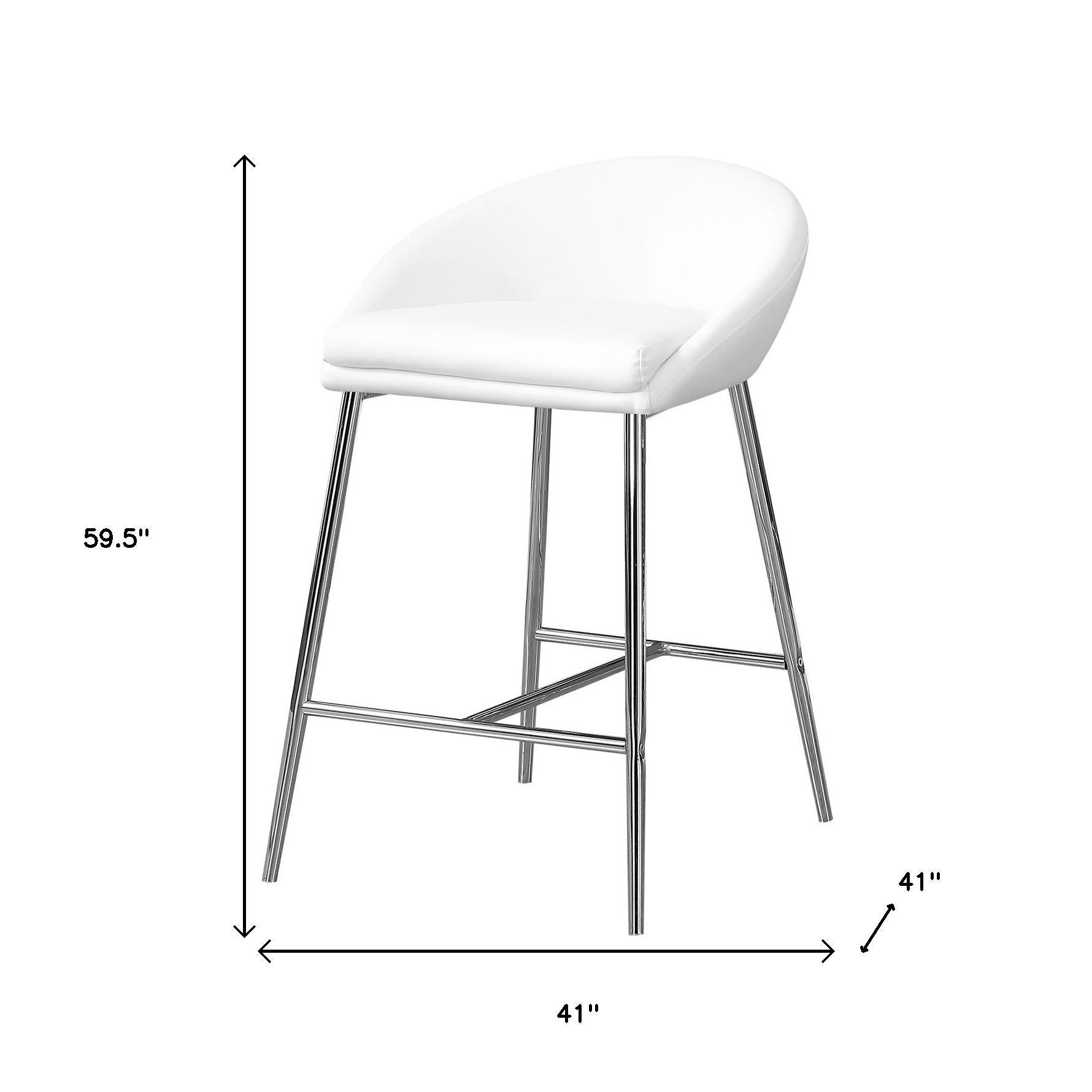 Set of Two 24" White and Silver Metal Low Back Bar Chairs-Bar Chairs-DECOROLALA