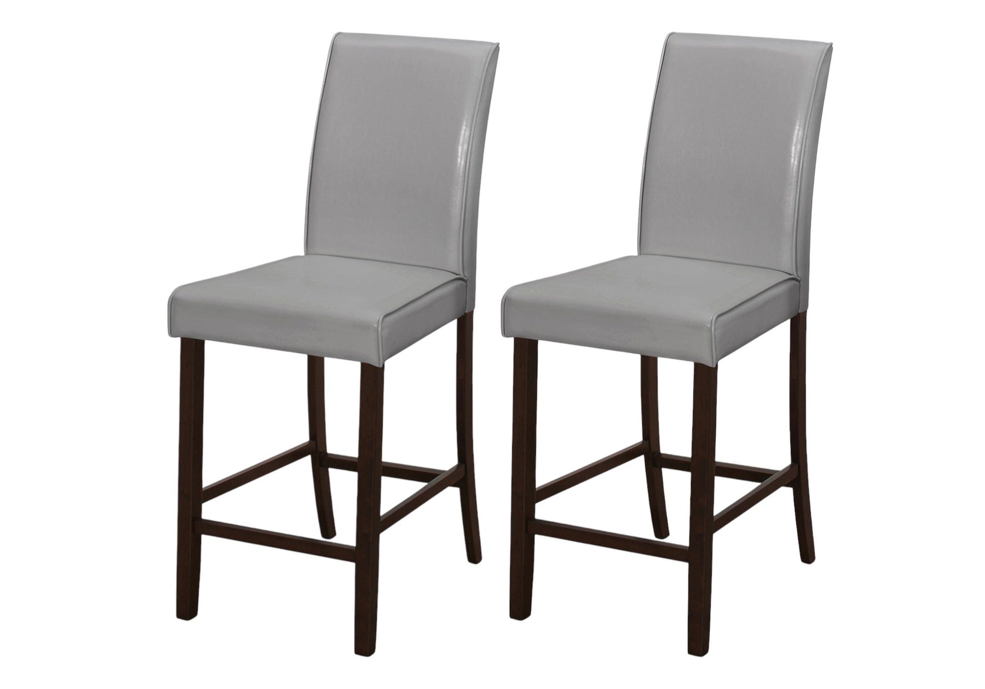 Set of Two 25 " Gray And Brown Solid Wood Counter Height Bar Chairs-Bar Chairs-DECOROLALA