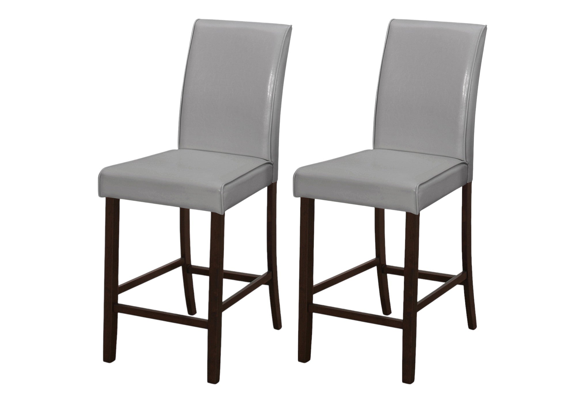 Set of Two 25 " Gray And Brown Solid Wood Counter Height Bar Chairs-Bar Chairs-DECOROLALA