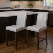 Set of Two 25 " Gray And Brown Solid Wood Counter Height Bar Chairs-Bar Chairs-DECOROLALA