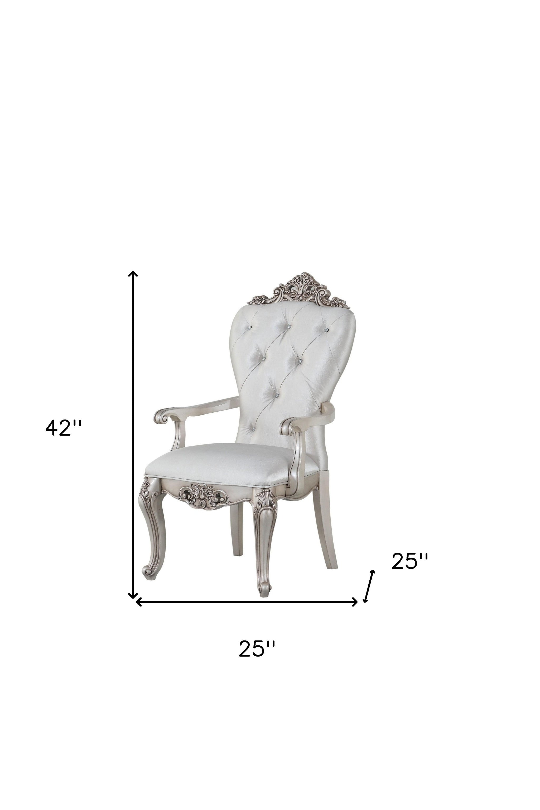 Set of Two 25" Silver and Pearl Fabric Tufted Side Chair-Accent Chairs-DECOROLALA