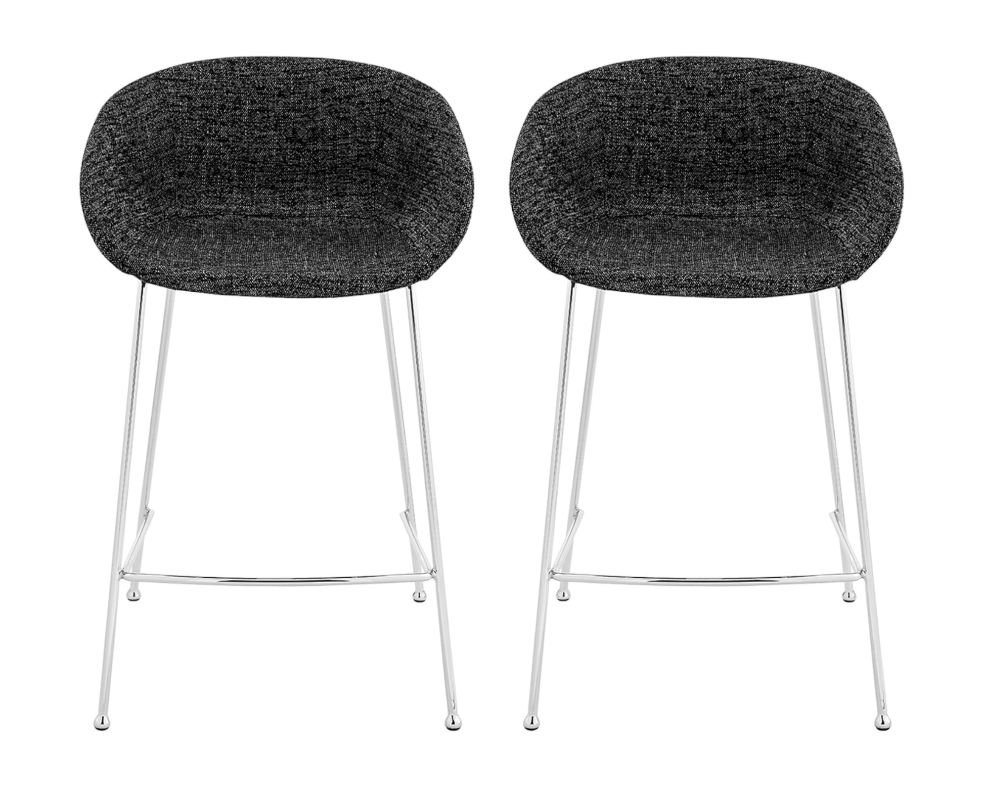 Set of Two 26" Black And Silver Steel Low Back Counter Height Bar Chairs-Bar Chairs-DECOROLALA