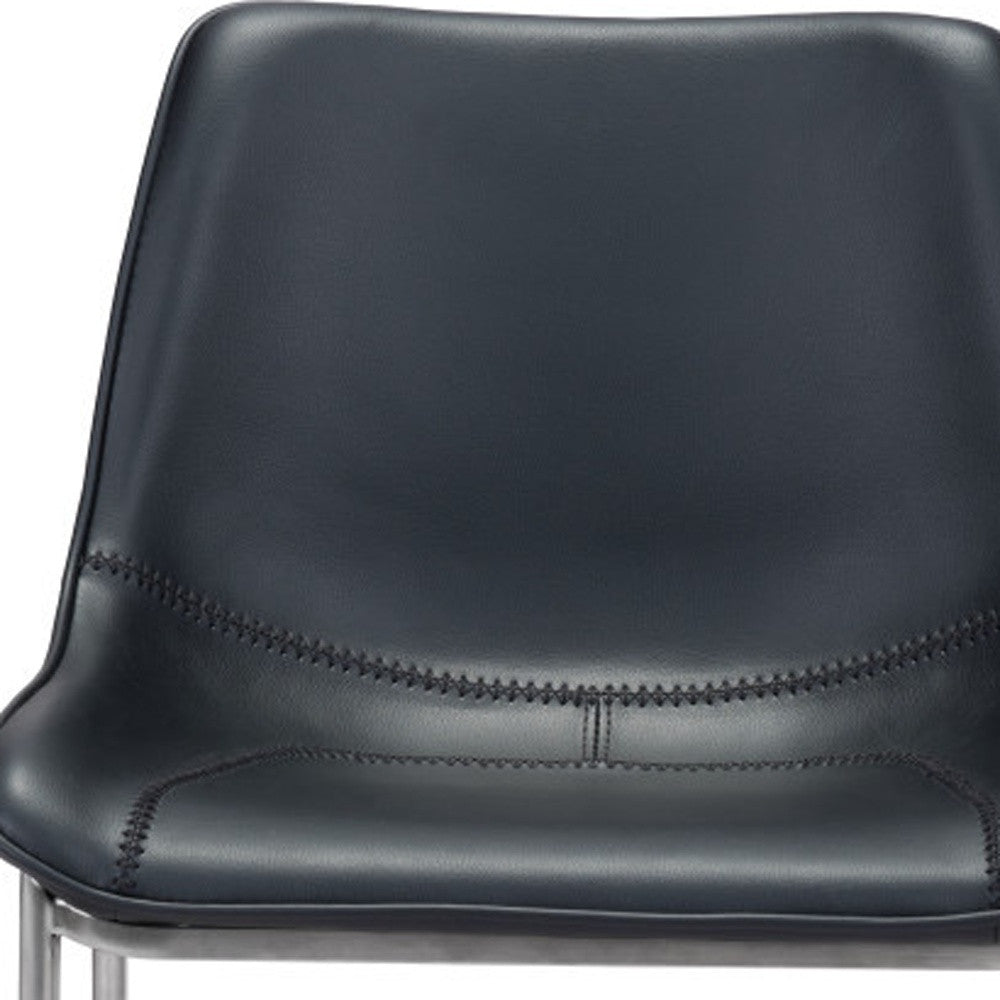 Set of Two 26" Black And Silver Steel Low Back Counter Height Bar Chairs-Bar Chairs-DECOROLALA