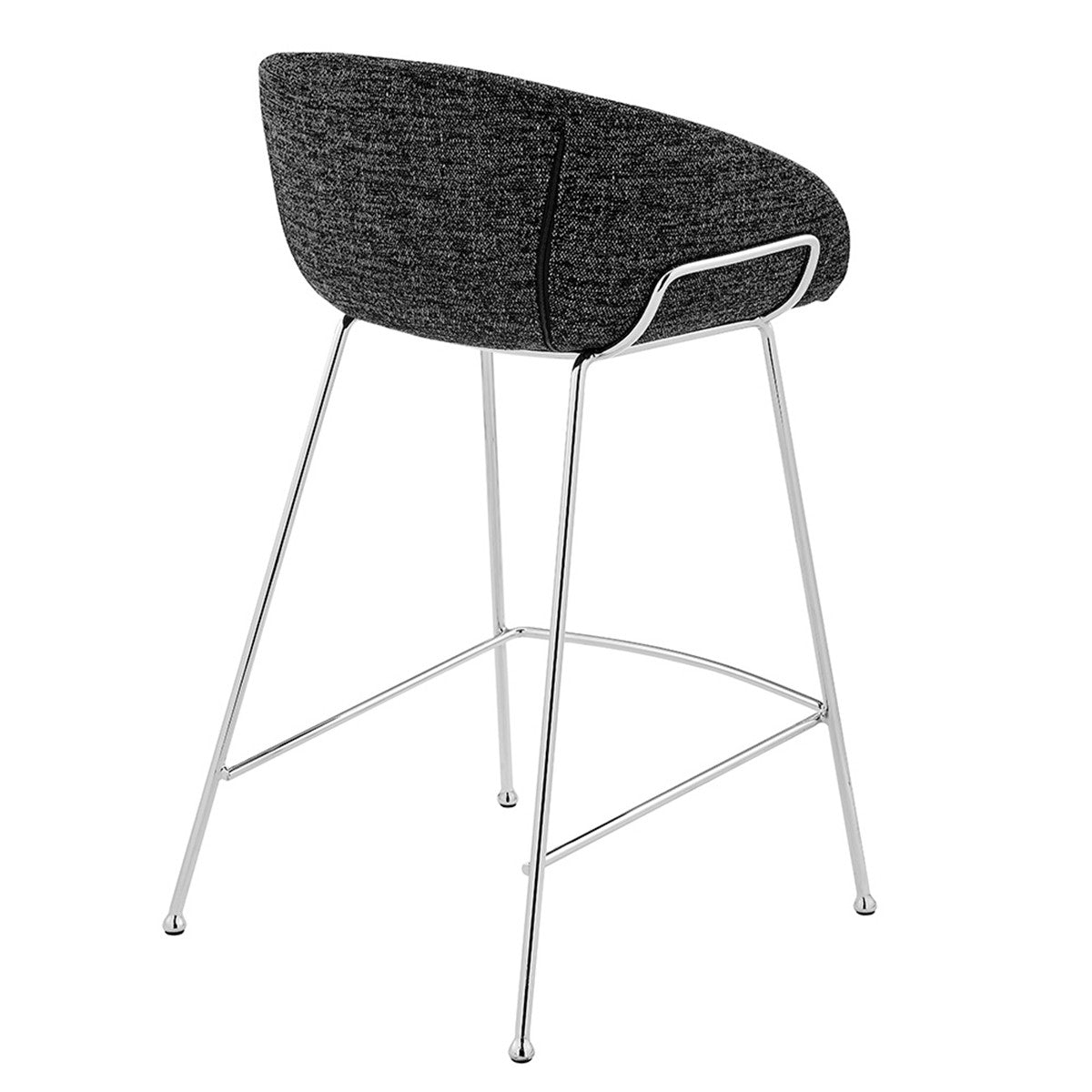 Set of Two 26" Black And Silver Steel Low Back Counter Height Bar Chairs-Bar Chairs-DECOROLALA