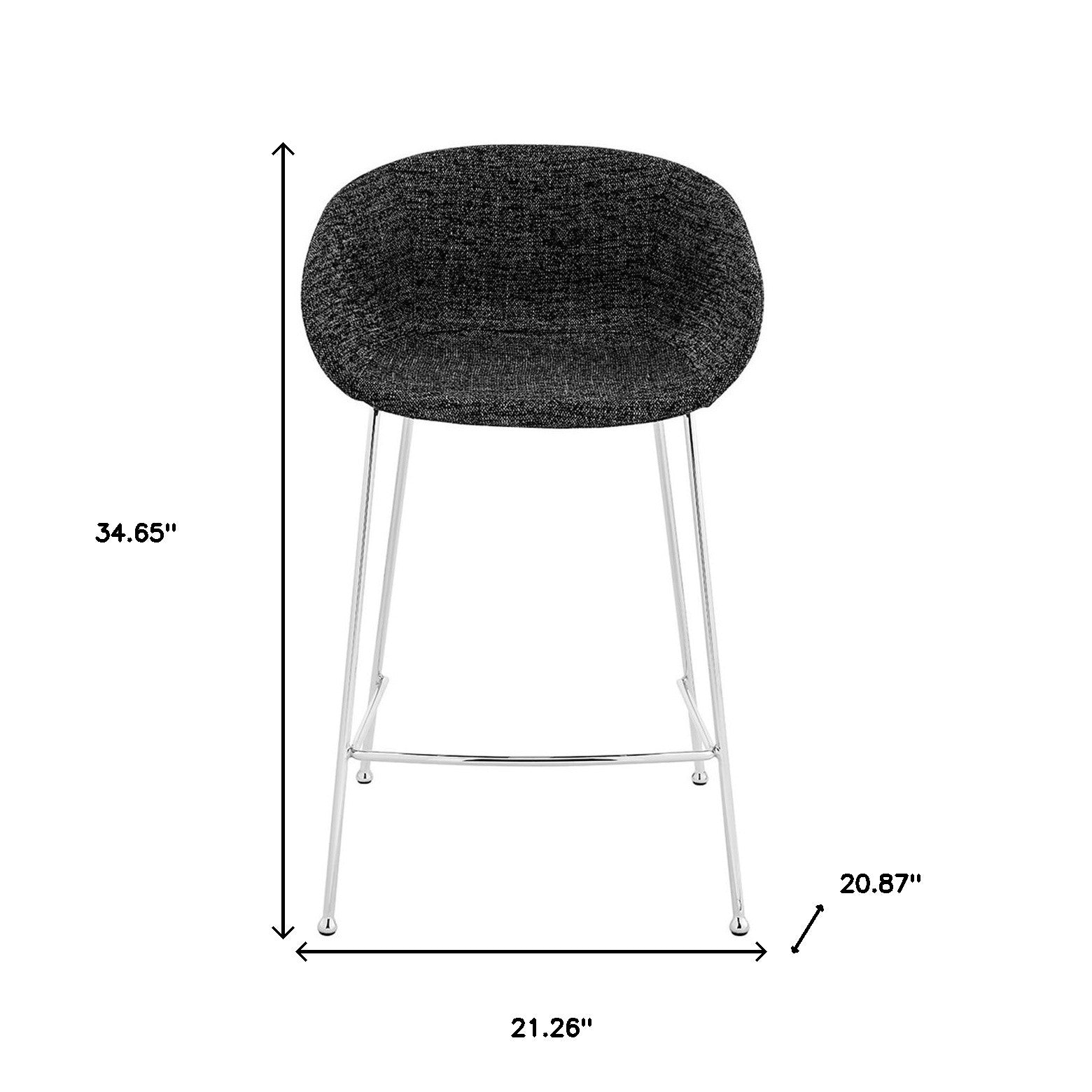 Set of Two 26" Black And Silver Steel Low Back Counter Height Bar Chairs-Bar Chairs-DECOROLALA