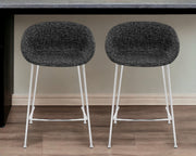 Set of Two 26" Black And Silver Steel Low Back Counter Height Bar Chairs-Bar Chairs-DECOROLALA