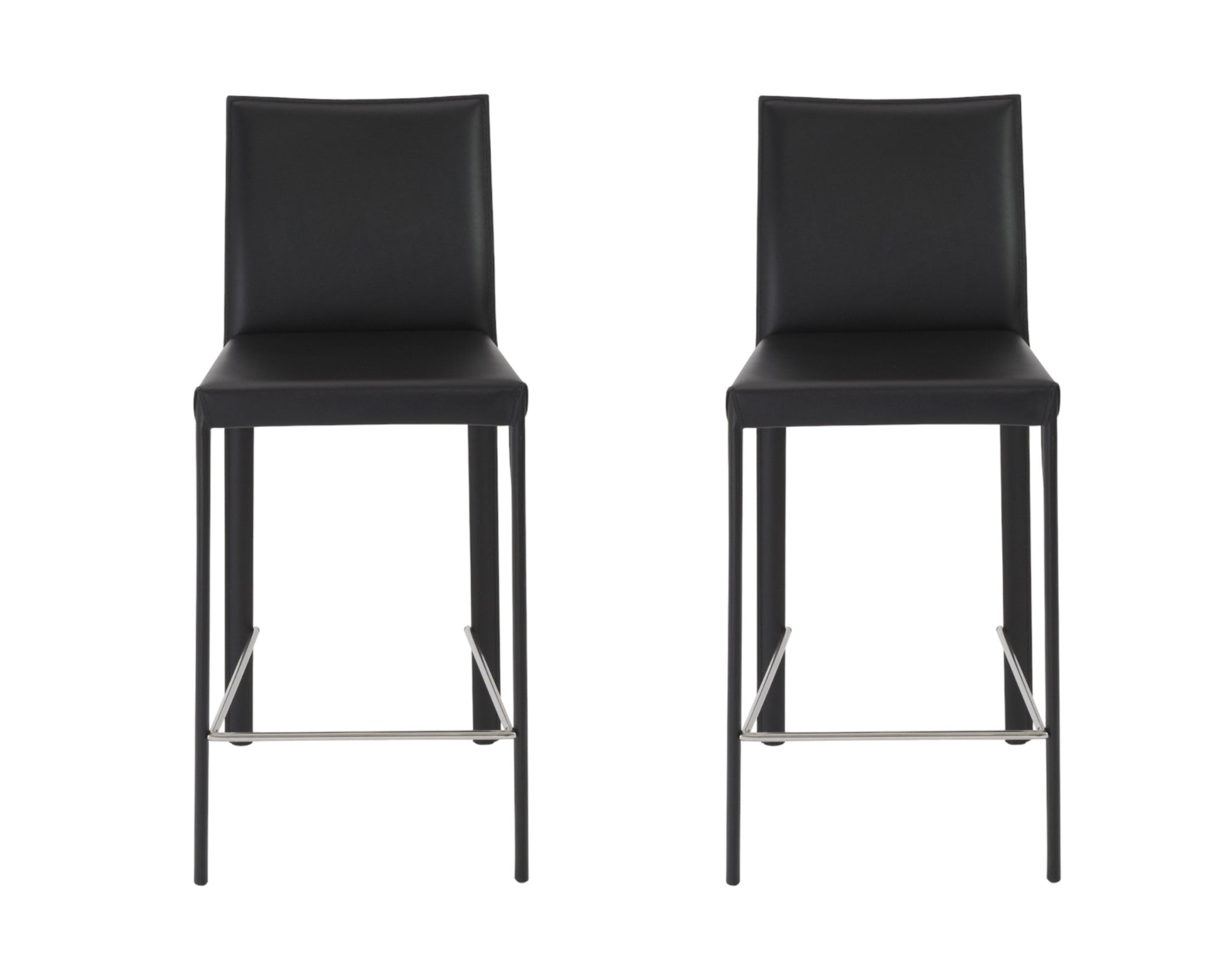 Set of Two 26" Black Steel Low Back Counter Height Bar Chairs-Bar Chairs-DECOROLALA