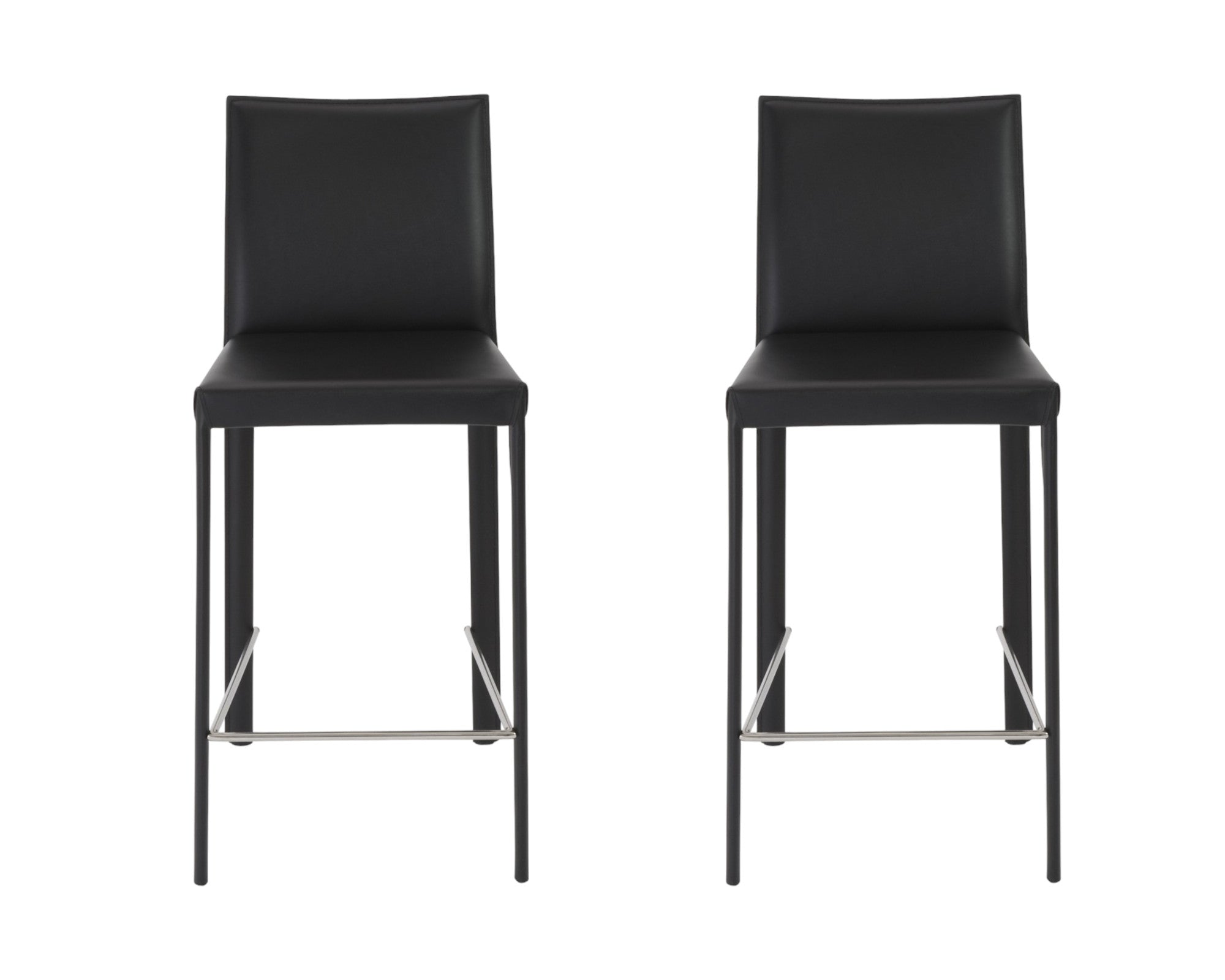 Set of Two 26" Black Steel Low Back Counter Height Bar Chairs-Bar Chairs-DECOROLALA