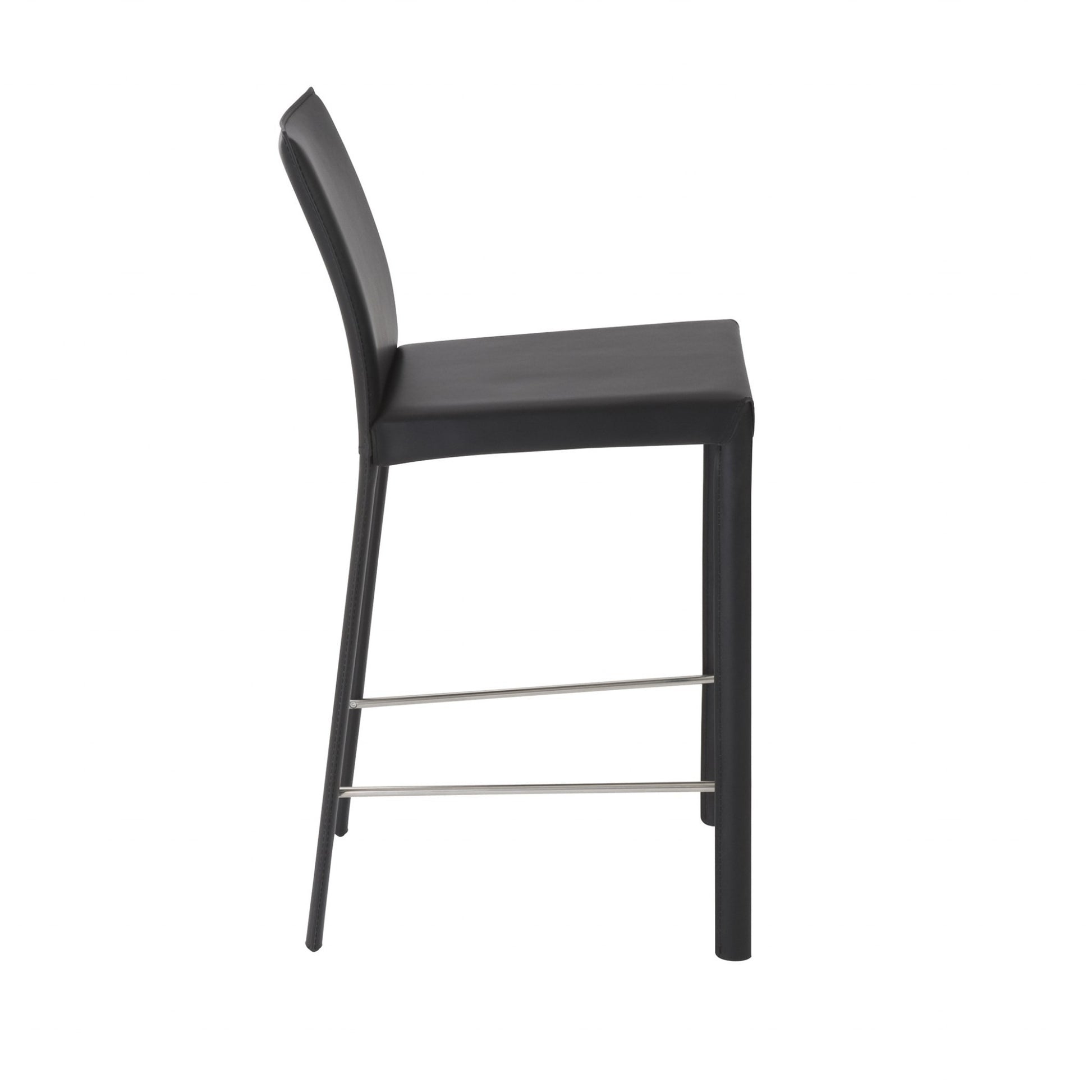 Set of Two 26" Black Steel Low Back Counter Height Bar Chairs-Bar Chairs-DECOROLALA