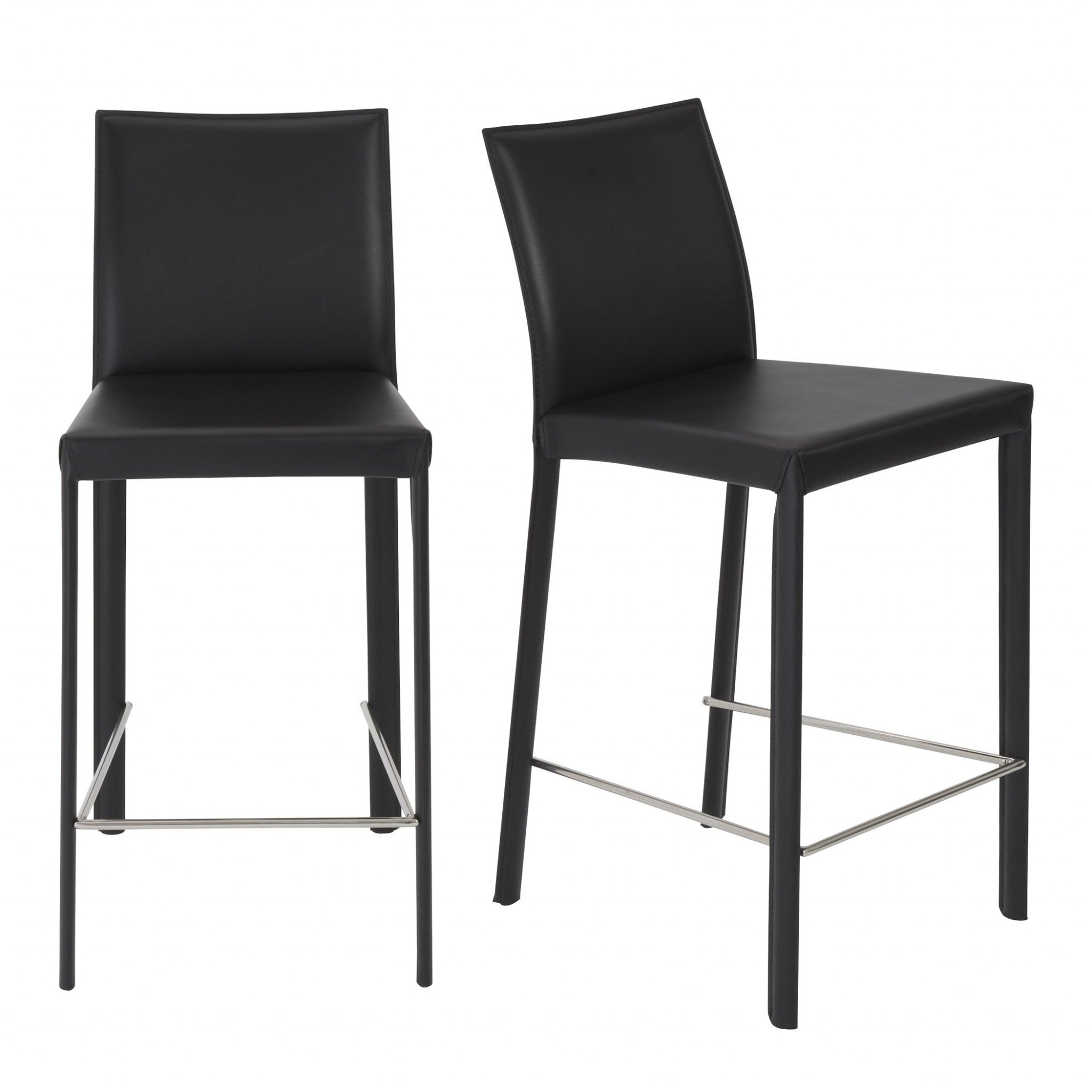 Set of Two 26" Black Steel Low Back Counter Height Bar Chairs-Bar Chairs-DECOROLALA