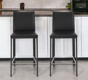 Set of Two 26" Black Steel Low Back Counter Height Bar Chairs-Bar Chairs-DECOROLALA