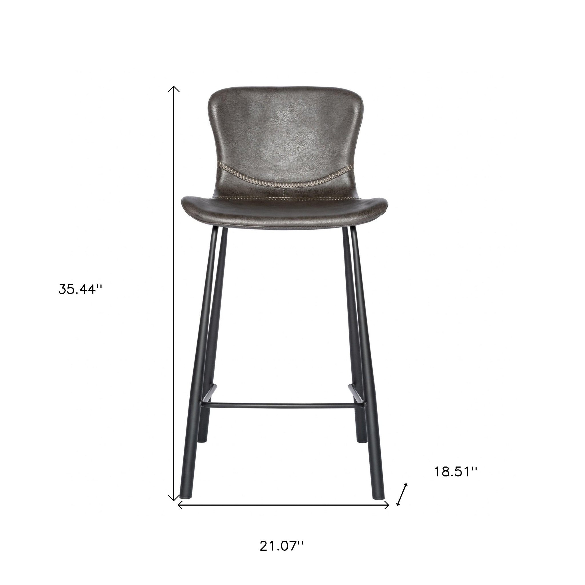 Set of Two 26" Gray And Black Steel Low Back Counter Height Bar Chairs-Bar Chairs-DECOROLALA