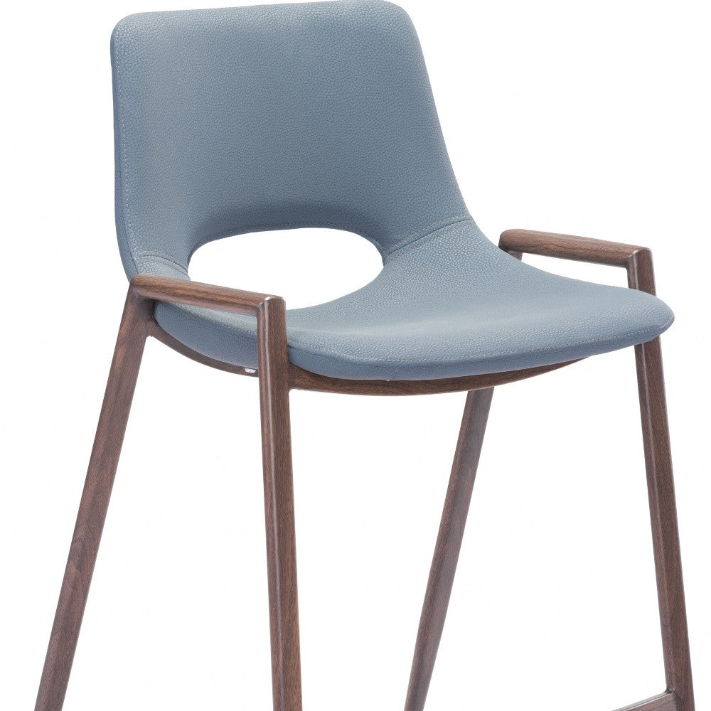 Set of Two 26" Gray And Brown Steel Low Back Counter Height Bar Chairs-Bar Chairs-DECOROLALA