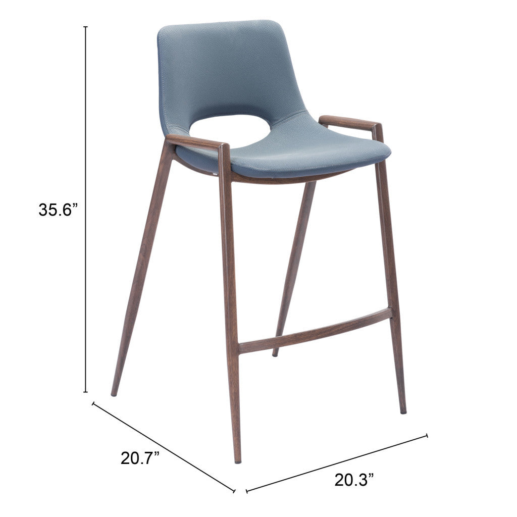 Set of Two 26" Gray And Brown Steel Low Back Counter Height Bar Chairs-Bar Chairs-DECOROLALA