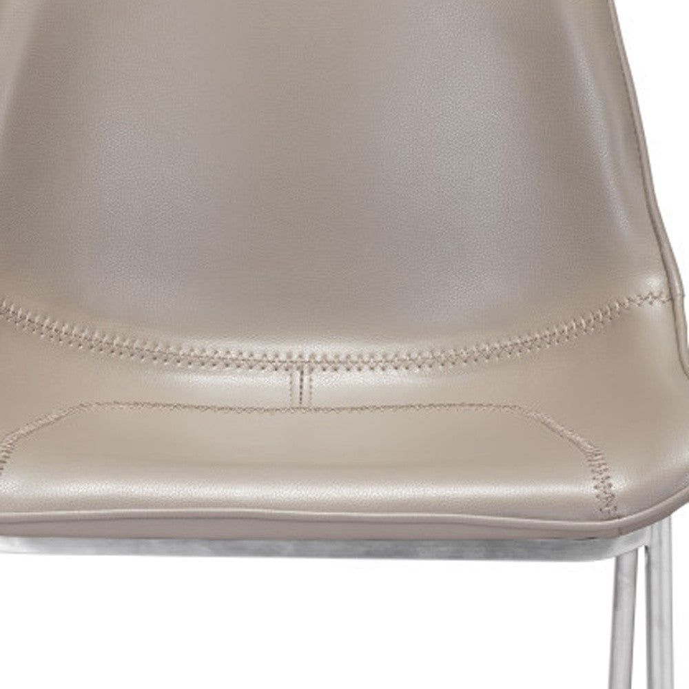 Set of Two 26" Gray And Silver Steel Low Back Counter Height Bar Chairs-Bar Chairs-DECOROLALA