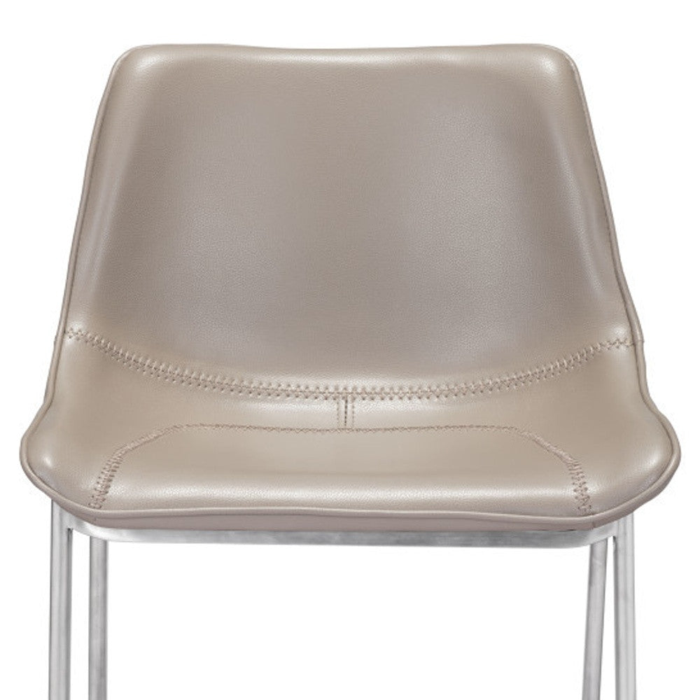 Set of Two 26" Gray And Silver Steel Low Back Counter Height Bar Chairs-Bar Chairs-DECOROLALA