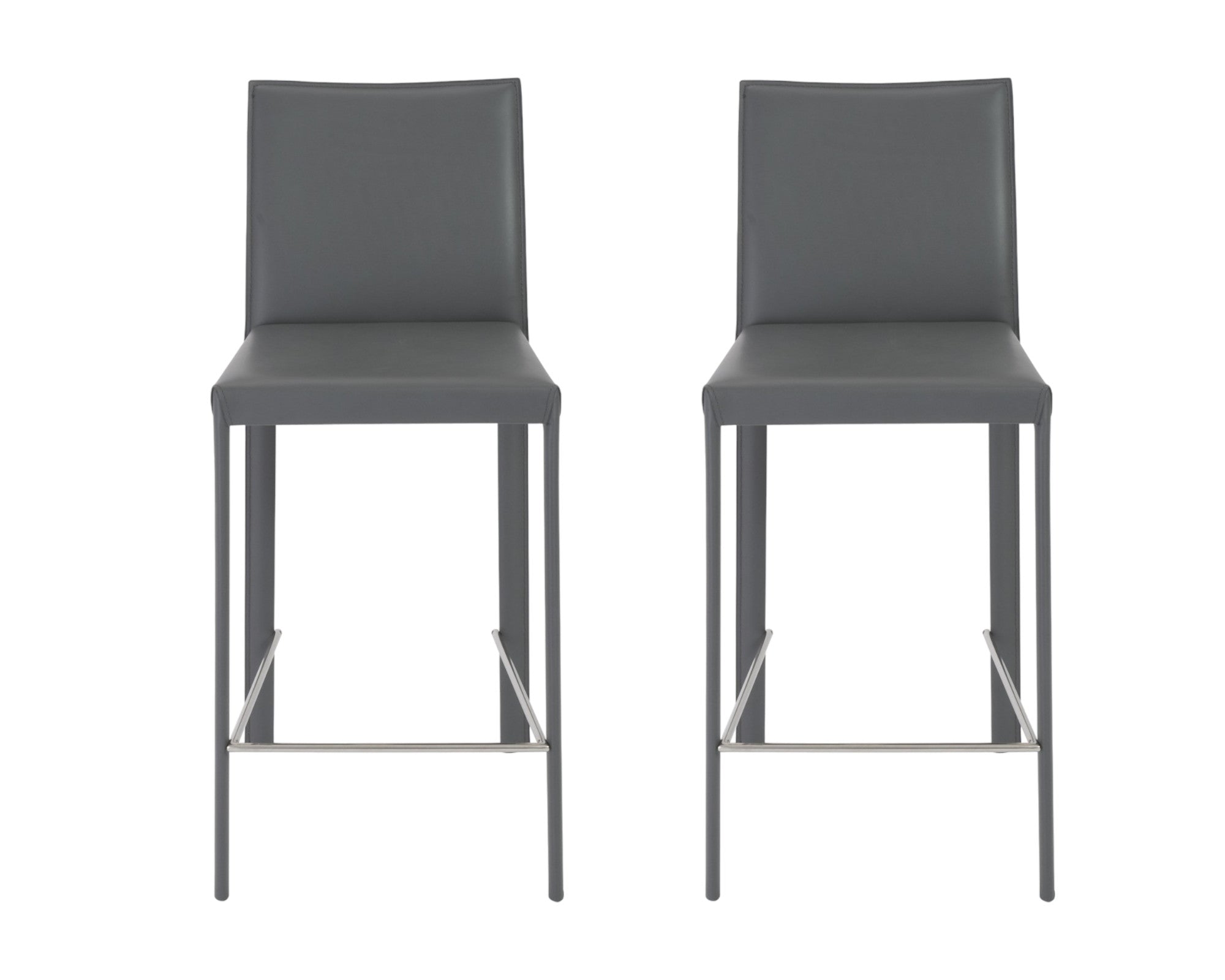 Set of Two 26" Gray Steel Low Back Counter Height Bar Chairs-Bar Chairs-DECOROLALA