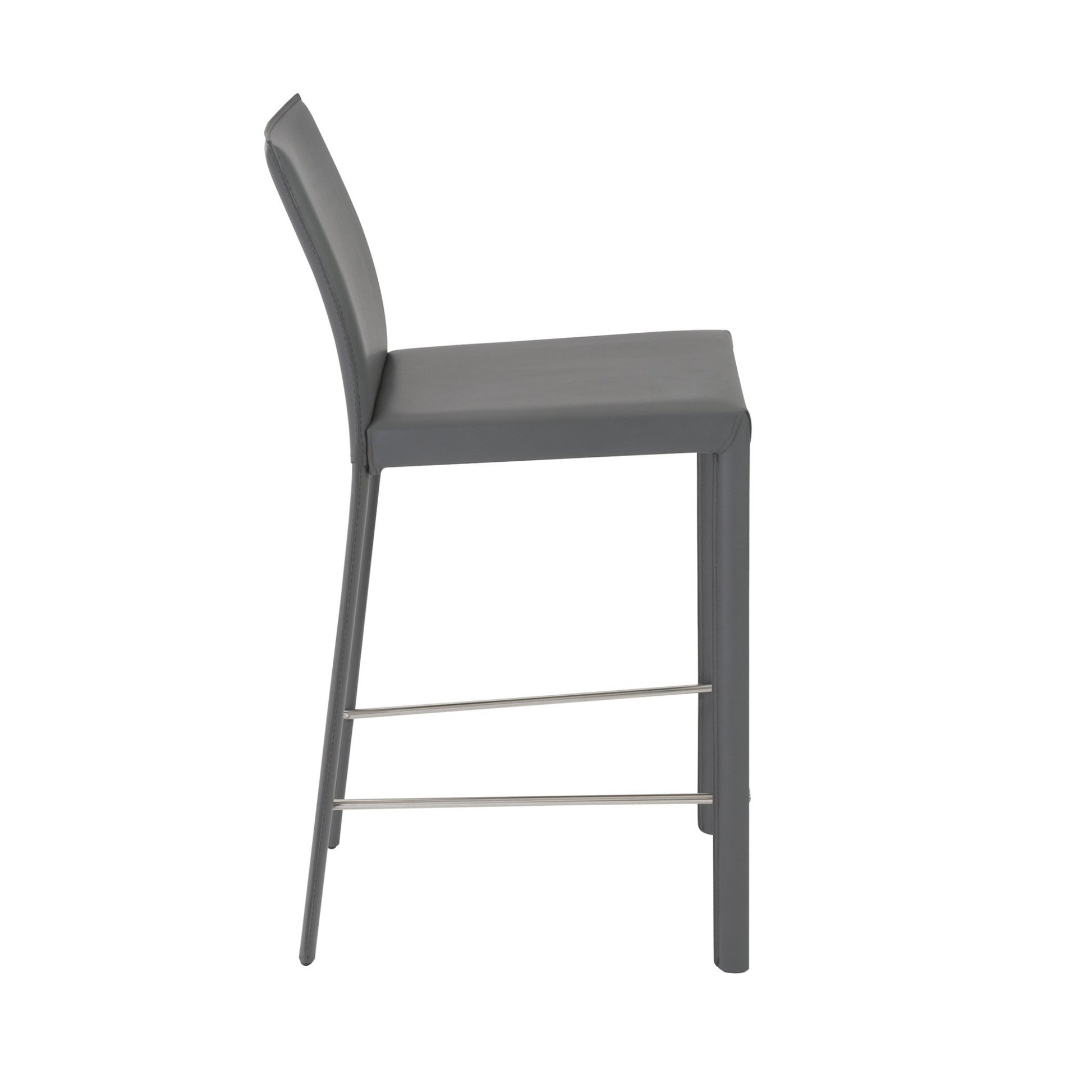 Set of Two 26" Gray Steel Low Back Counter Height Bar Chairs-Bar Chairs-DECOROLALA