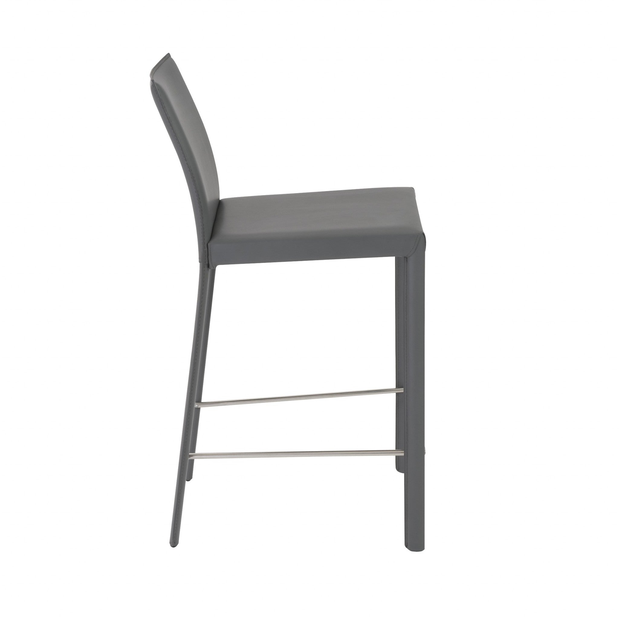 Set of Two 26" Gray Steel Low Back Counter Height Bar Chairs-Bar Chairs-DECOROLALA