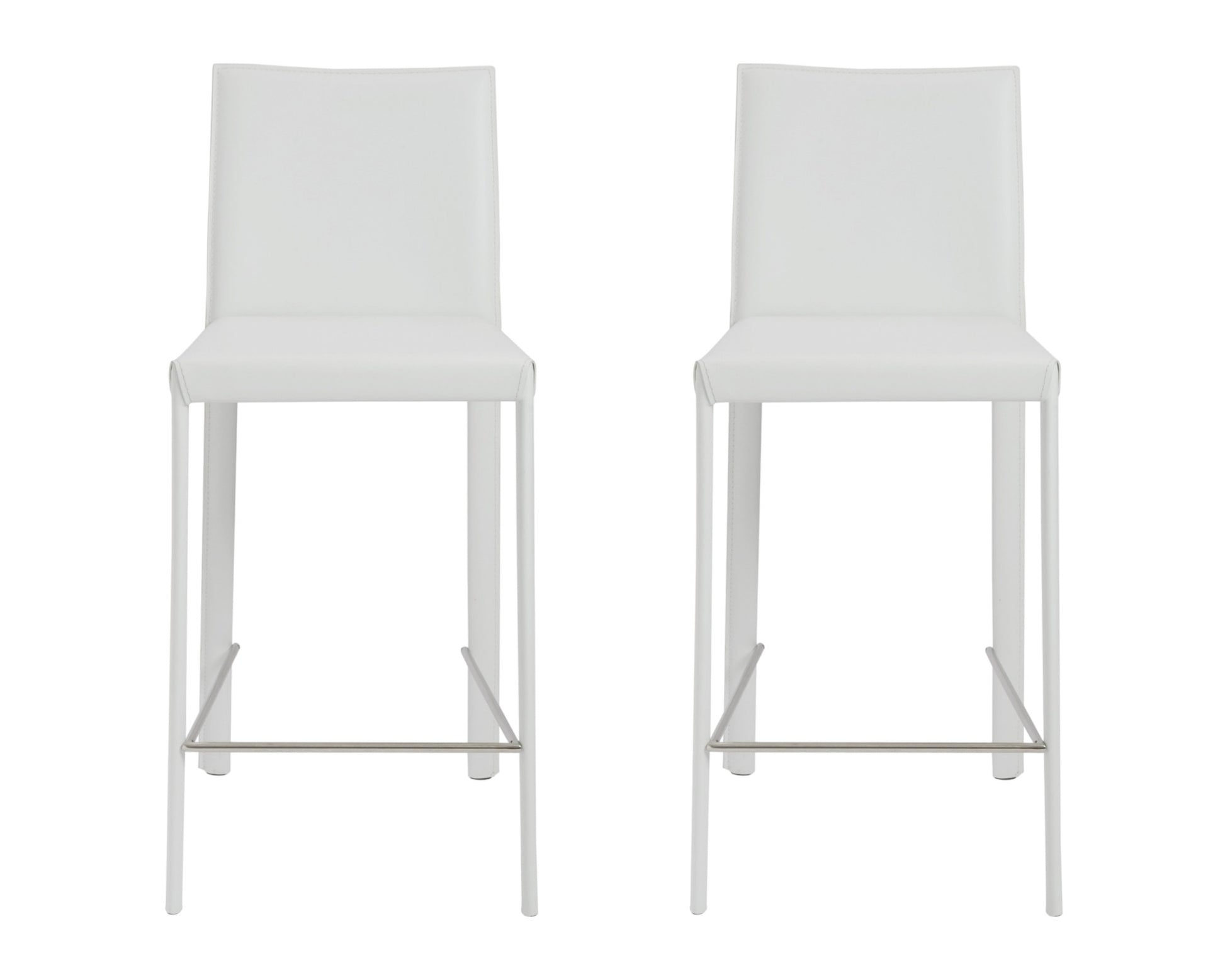 Set of Two 26" White Steel Low Back Counter Height Bar Chairs-Bar Chairs-DECOROLALA