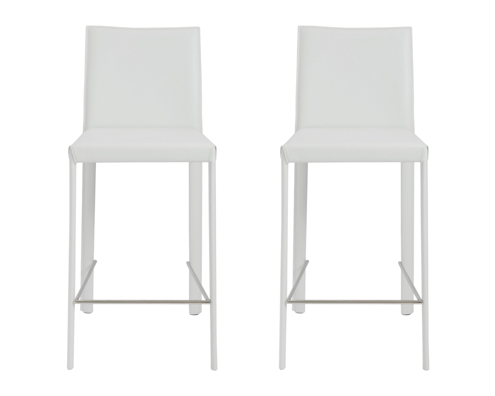 Set of Two 26" White Steel Low Back Counter Height Bar Chairs-Bar Chairs-DECOROLALA