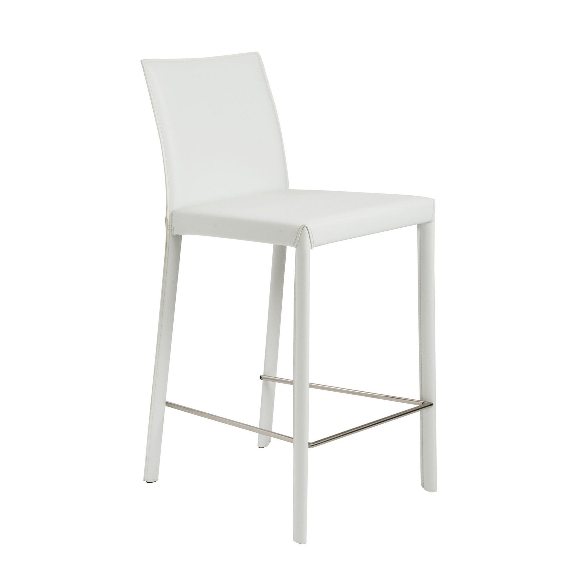 Set of Two 26" White Steel Low Back Counter Height Bar Chairs-Bar Chairs-DECOROLALA