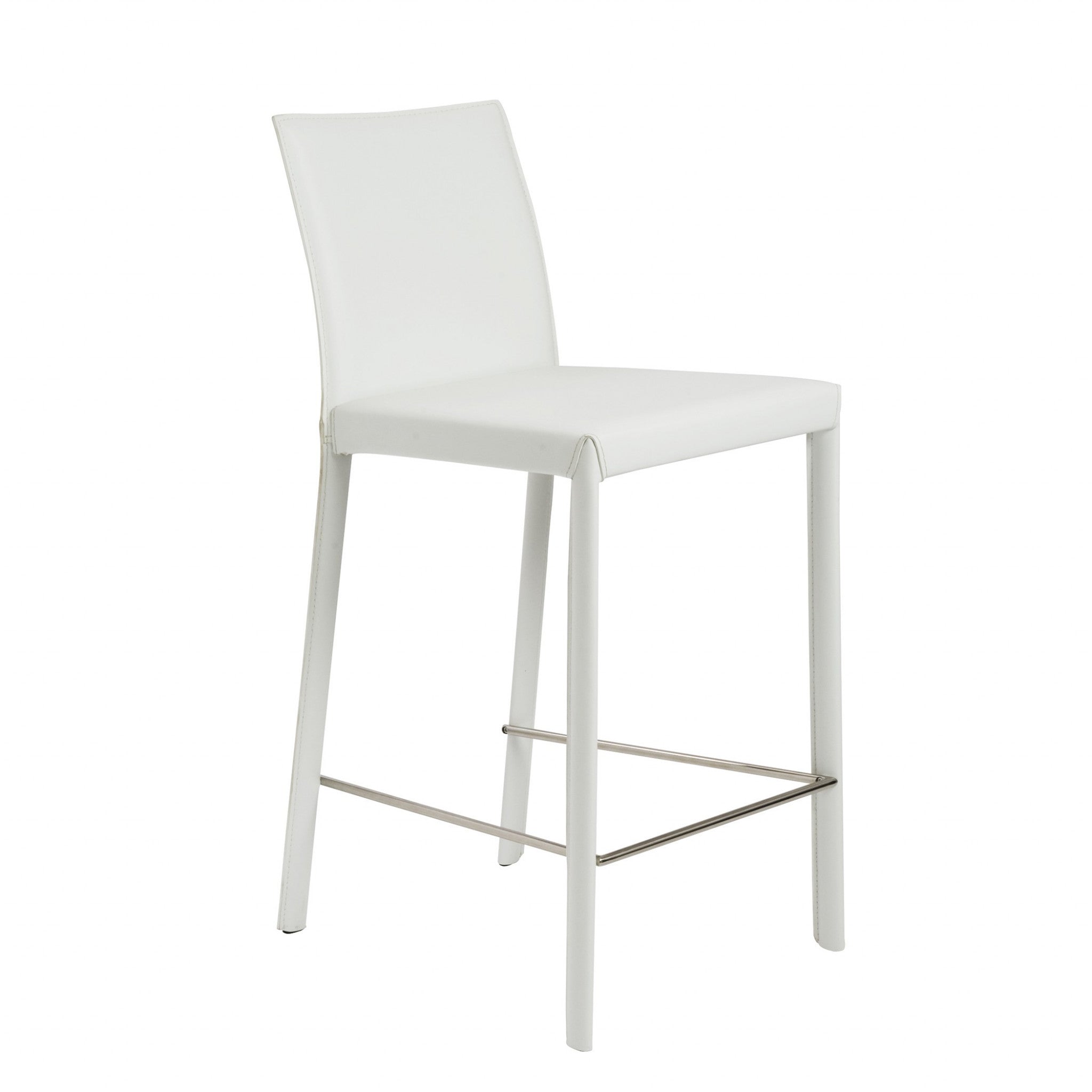 Set of Two 26" White Steel Low Back Counter Height Bar Chairs-Bar Chairs-DECOROLALA