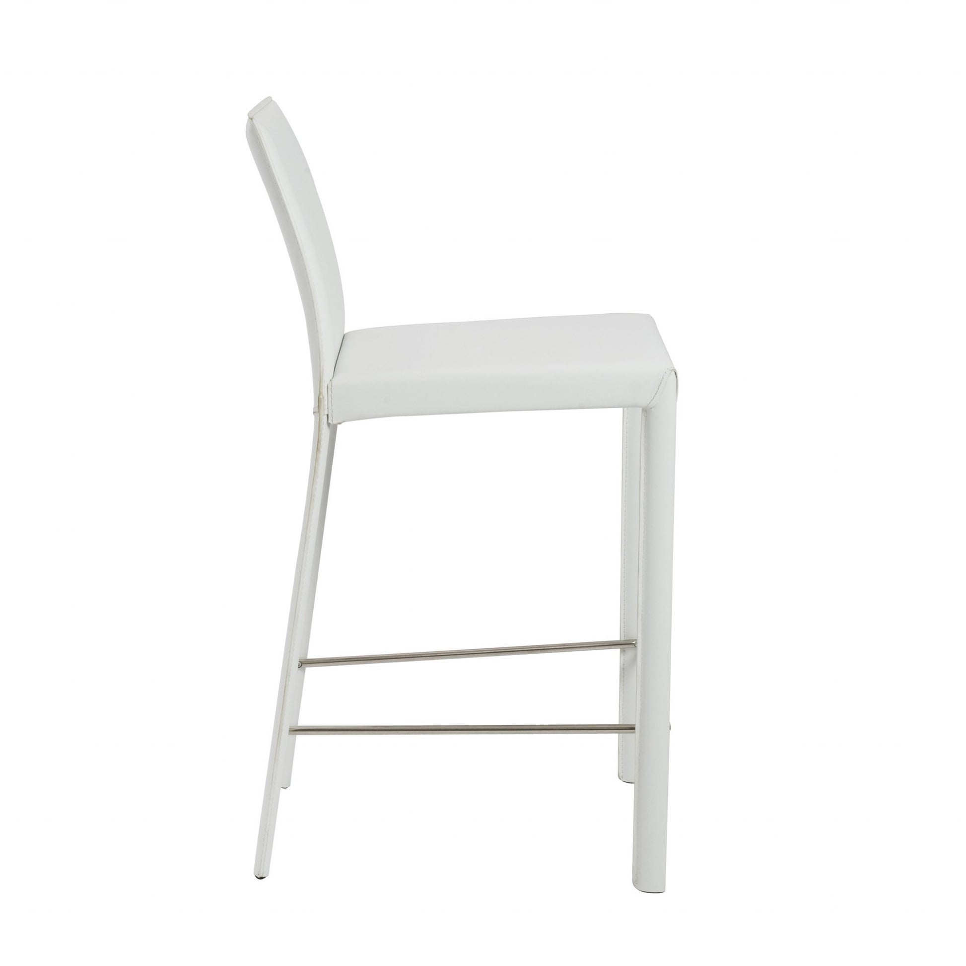 Set of Two 26" White Steel Low Back Counter Height Bar Chairs-Bar Chairs-DECOROLALA