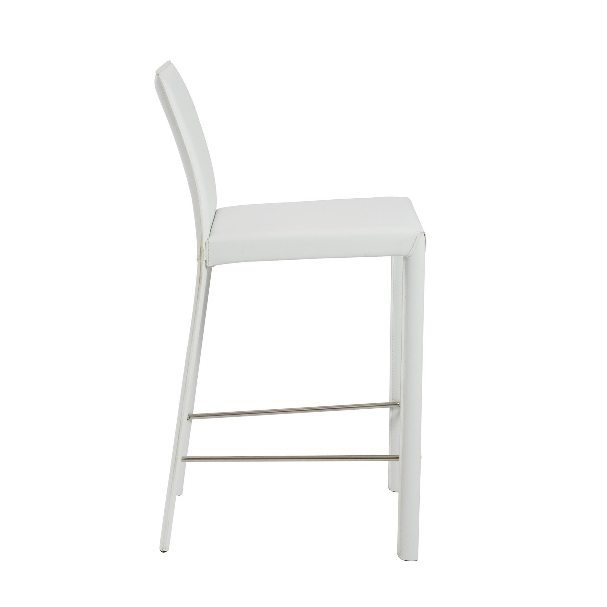 Set of Two 26" White Steel Low Back Counter Height Bar Chairs-Bar Chairs-DECOROLALA