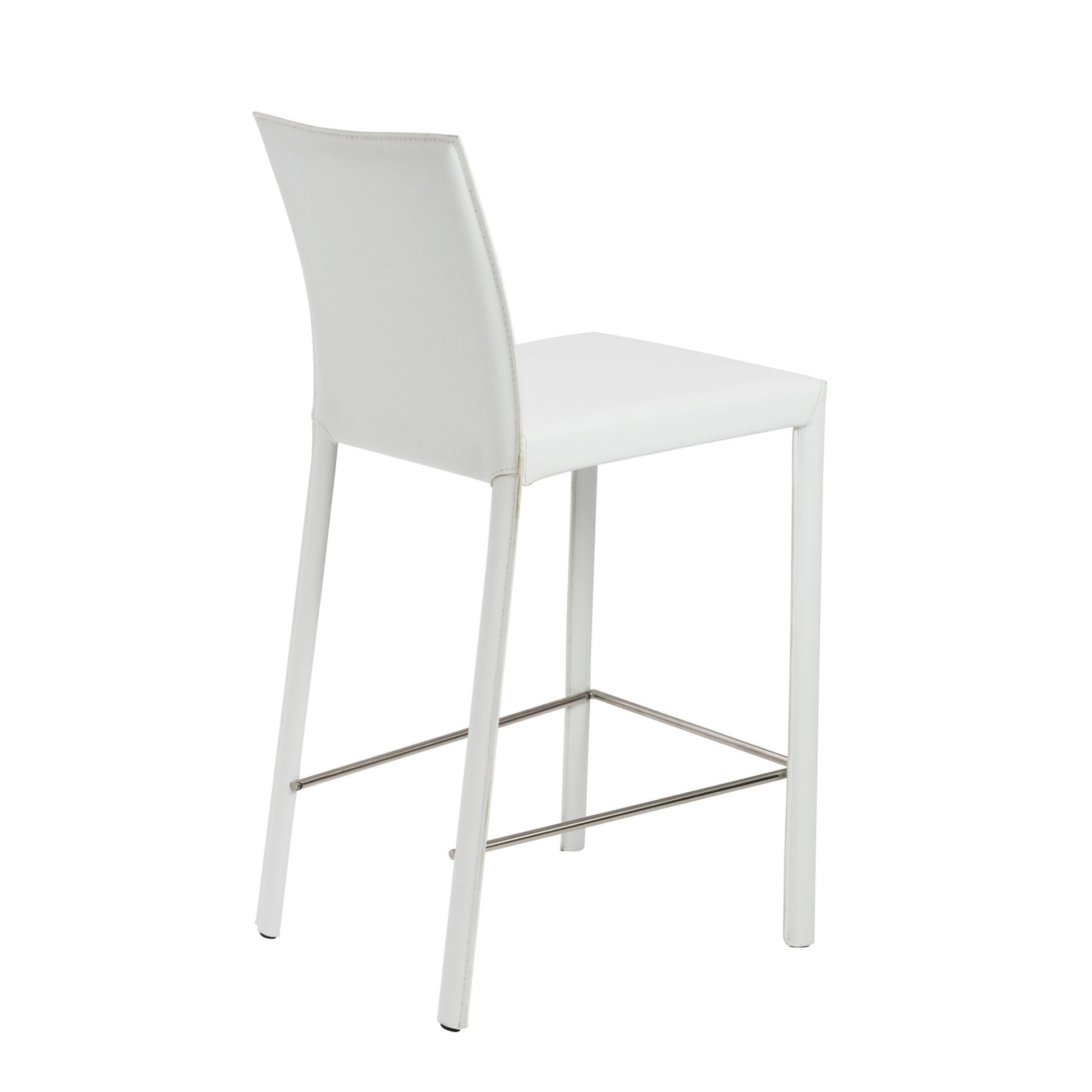 Set of Two 26" White Steel Low Back Counter Height Bar Chairs-Bar Chairs-DECOROLALA