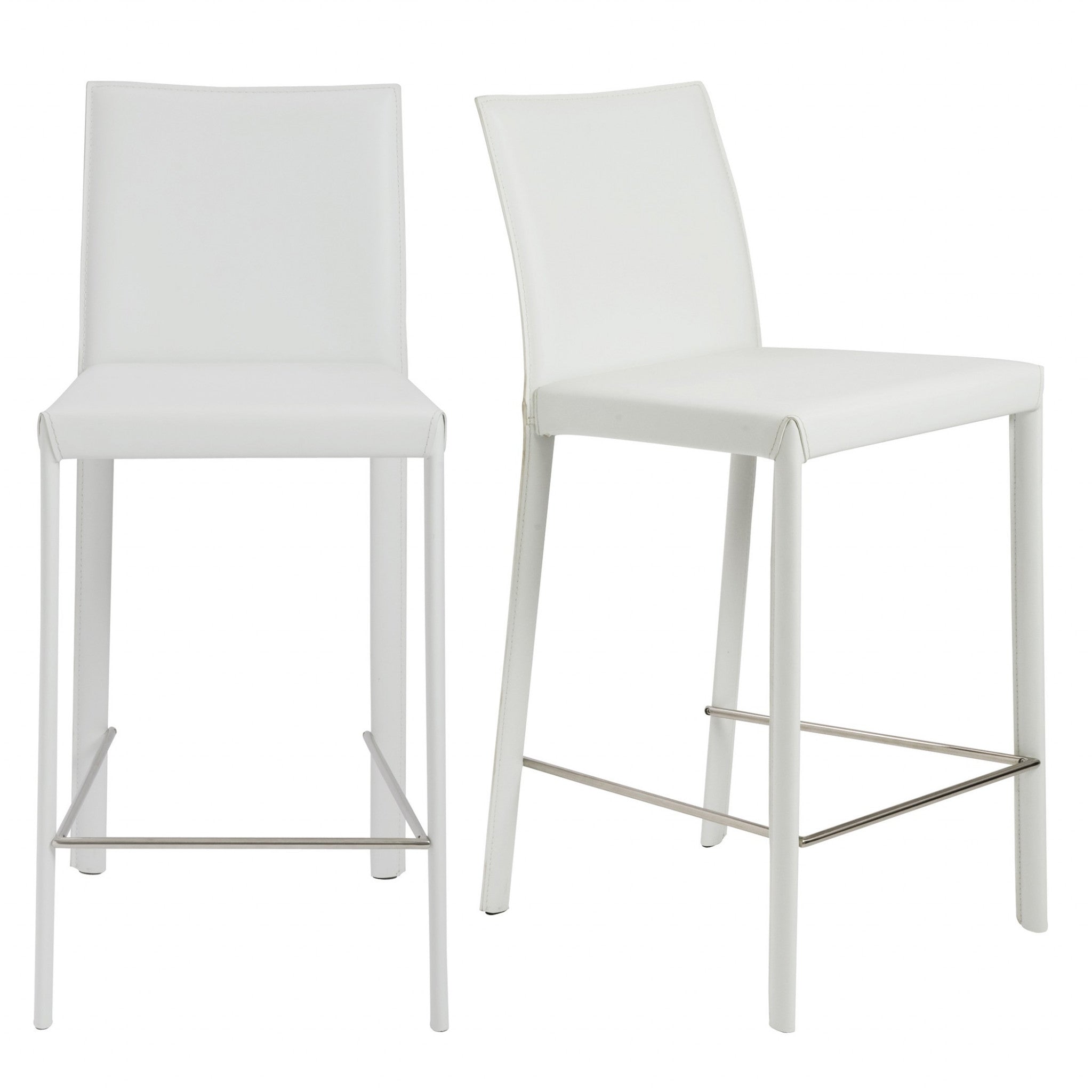 Set of Two 26" White Steel Low Back Counter Height Bar Chairs-Bar Chairs-DECOROLALA