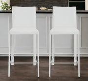 Set of Two 26" White Steel Low Back Counter Height Bar Chairs-Bar Chairs-DECOROLALA