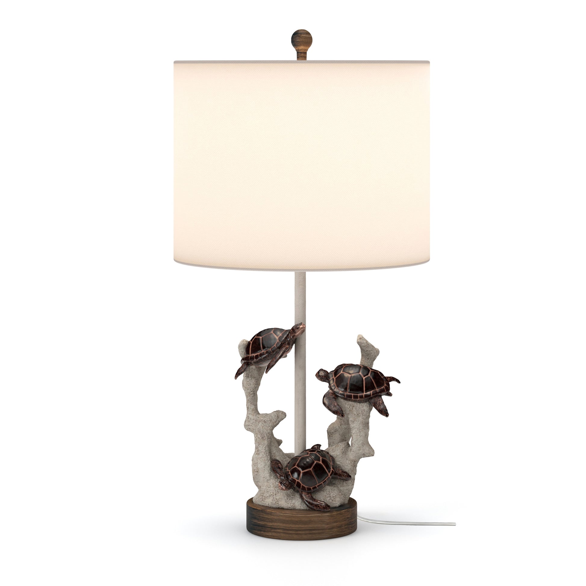 Set of Two 27" Brown Table Lamp With White Drum Shade-Table Lamps-DECOROLALA