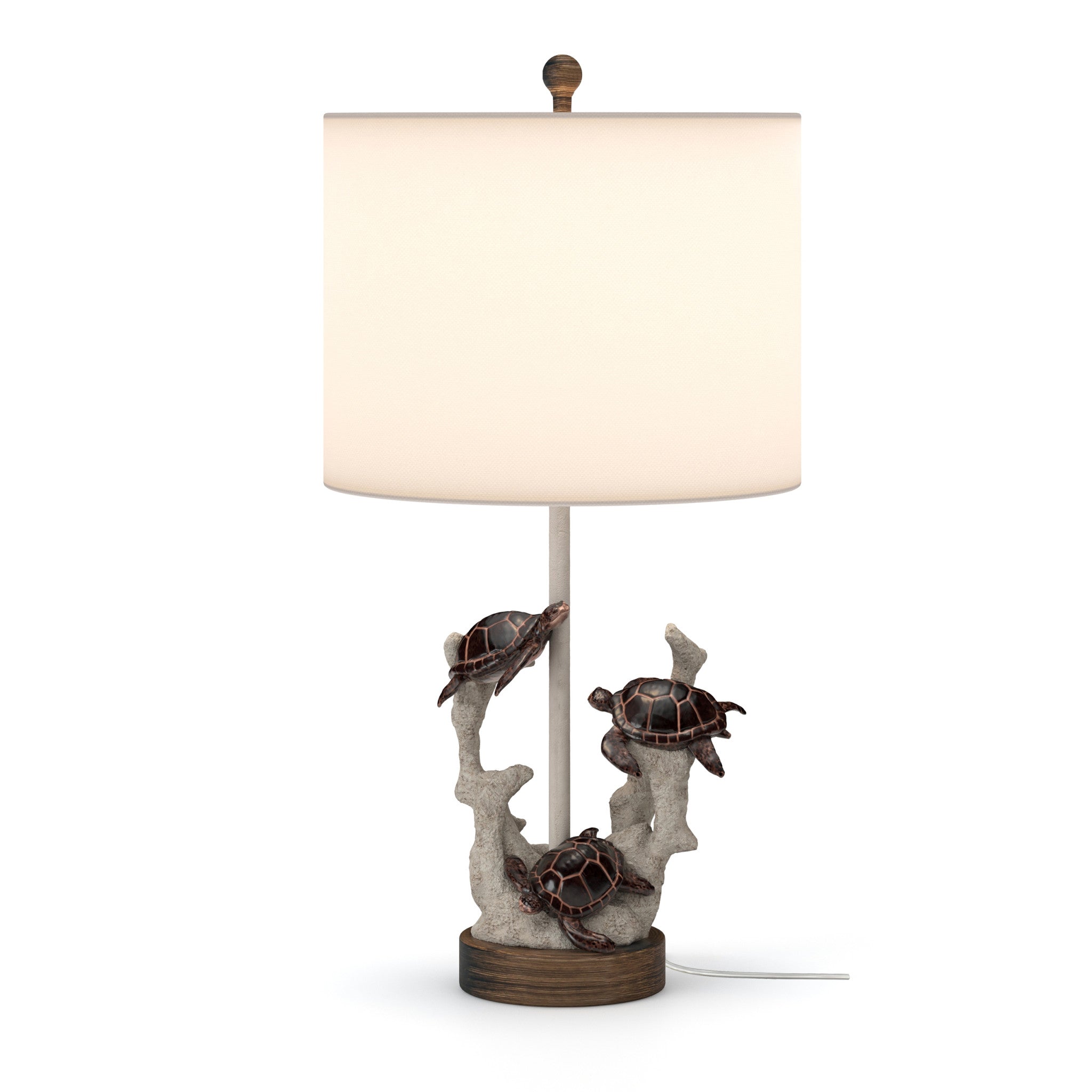 Set of Two 27" Brown Table Lamp With White Drum Shade-Table Lamps-DECOROLALA