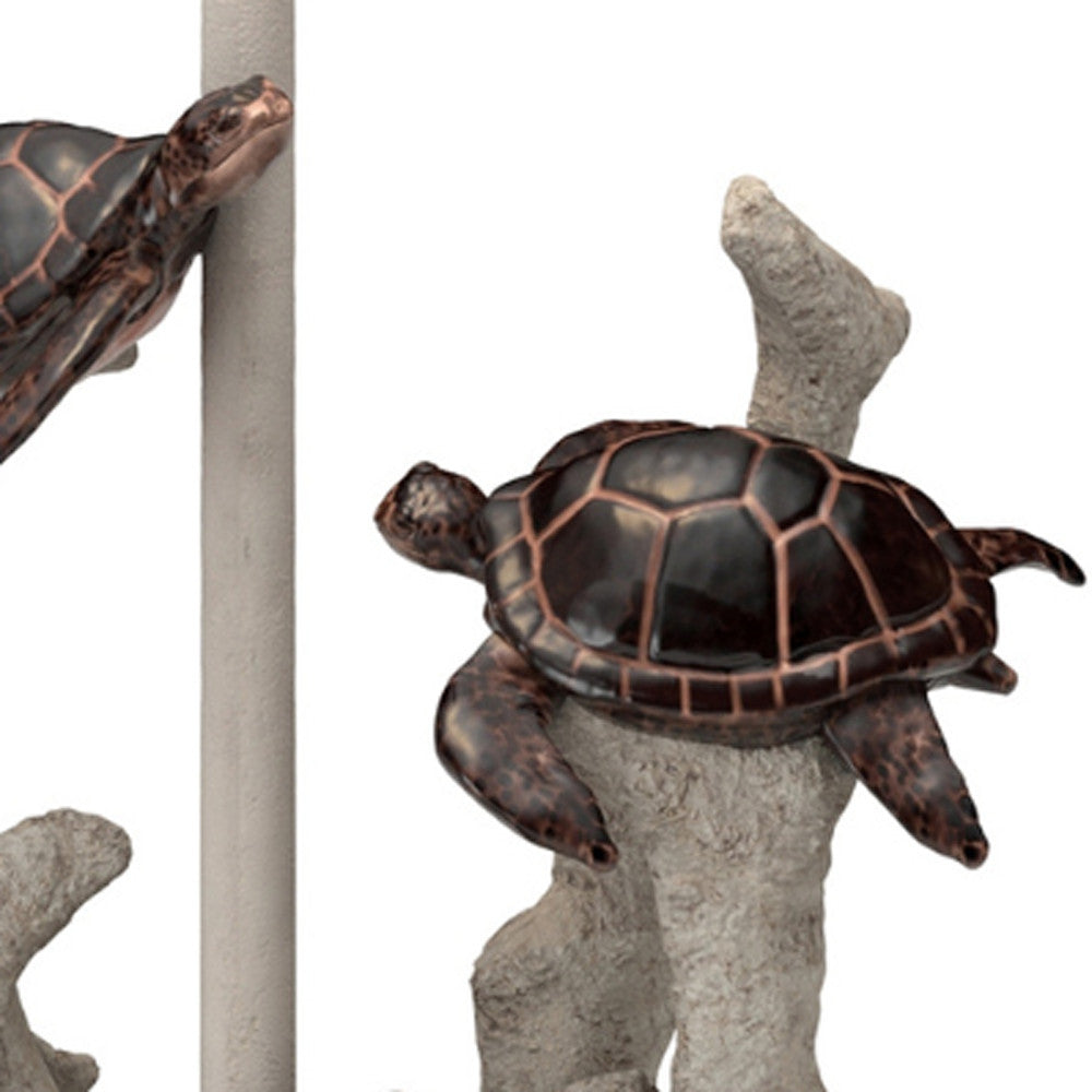 Set of Two 27" Brown Table Lamp With White Drum Shade-Table Lamps-DECOROLALA