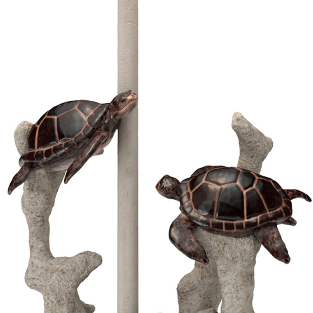 Set of Two 27" Brown Table Lamp With White Drum Shade-Table Lamps-DECOROLALA