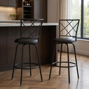 Set of Two 28" Black Metal Bar Chairs-Bar Chairs-DECOROLALA