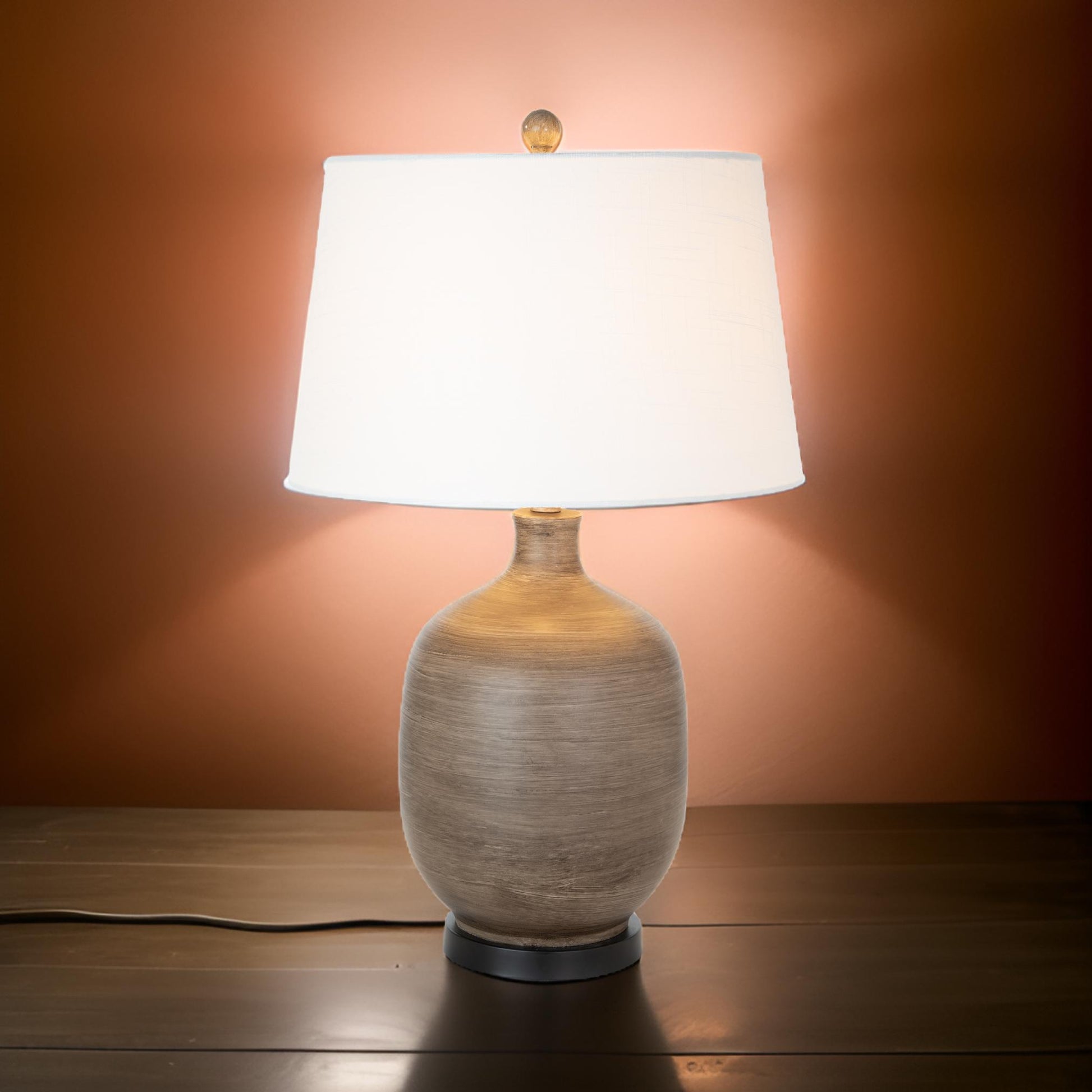 Set of Two 28" Black Table Lamp With White Empire Shade-Table Lamps-DECOROLALA