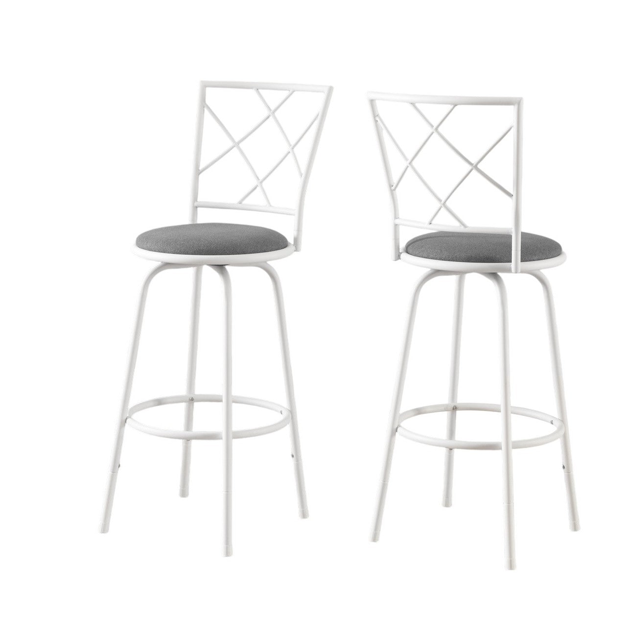 Set of Two 28" Gray and White Metal Bar Chairs-Bar Chairs-DECOROLALA