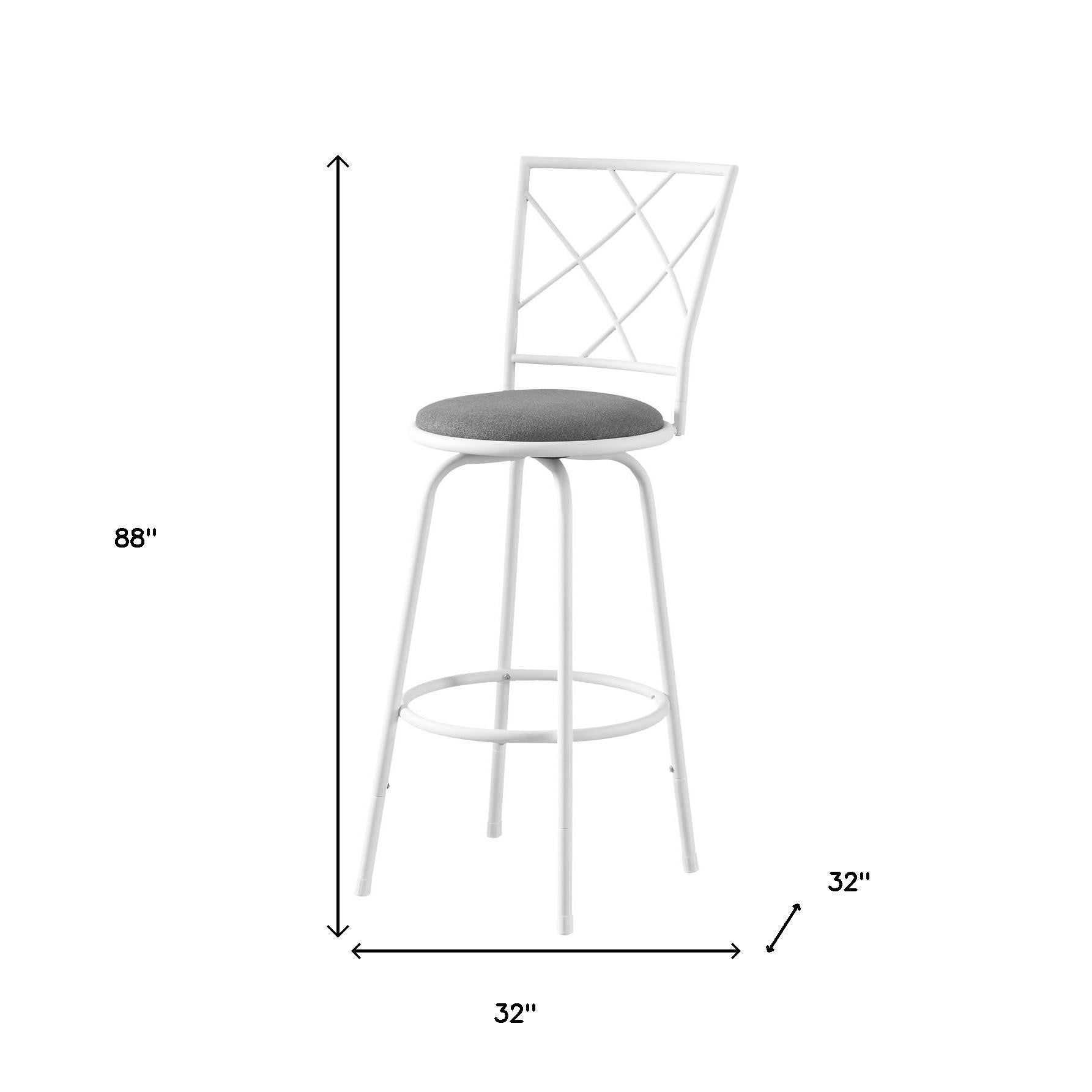 Set of Two 28" Gray and White Metal Bar Chairs-Bar Chairs-DECOROLALA