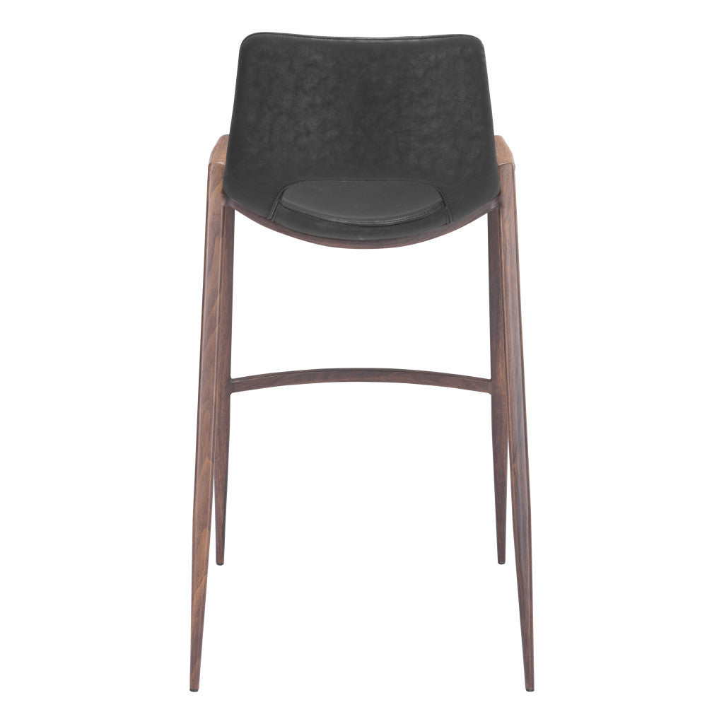 Set of Two 29 " Black And Brown Steel Low Back Bar Height Bar Chairs-Bar Chairs-DECOROLALA