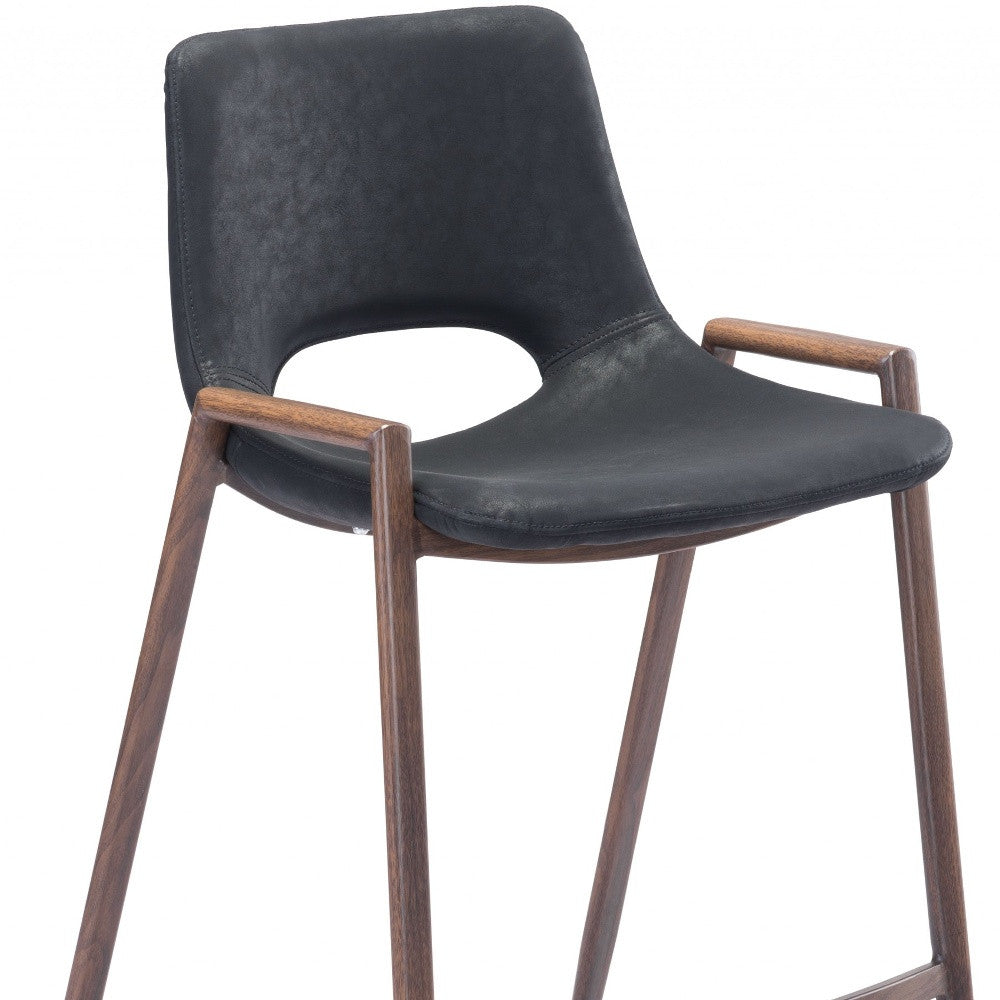 Set of Two 29 " Black And Brown Steel Low Back Bar Height Bar Chairs-Bar Chairs-DECOROLALA