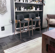 Set of Two 29 " Black And Brown Steel Low Back Bar Height Bar Chairs-Bar Chairs-DECOROLALA