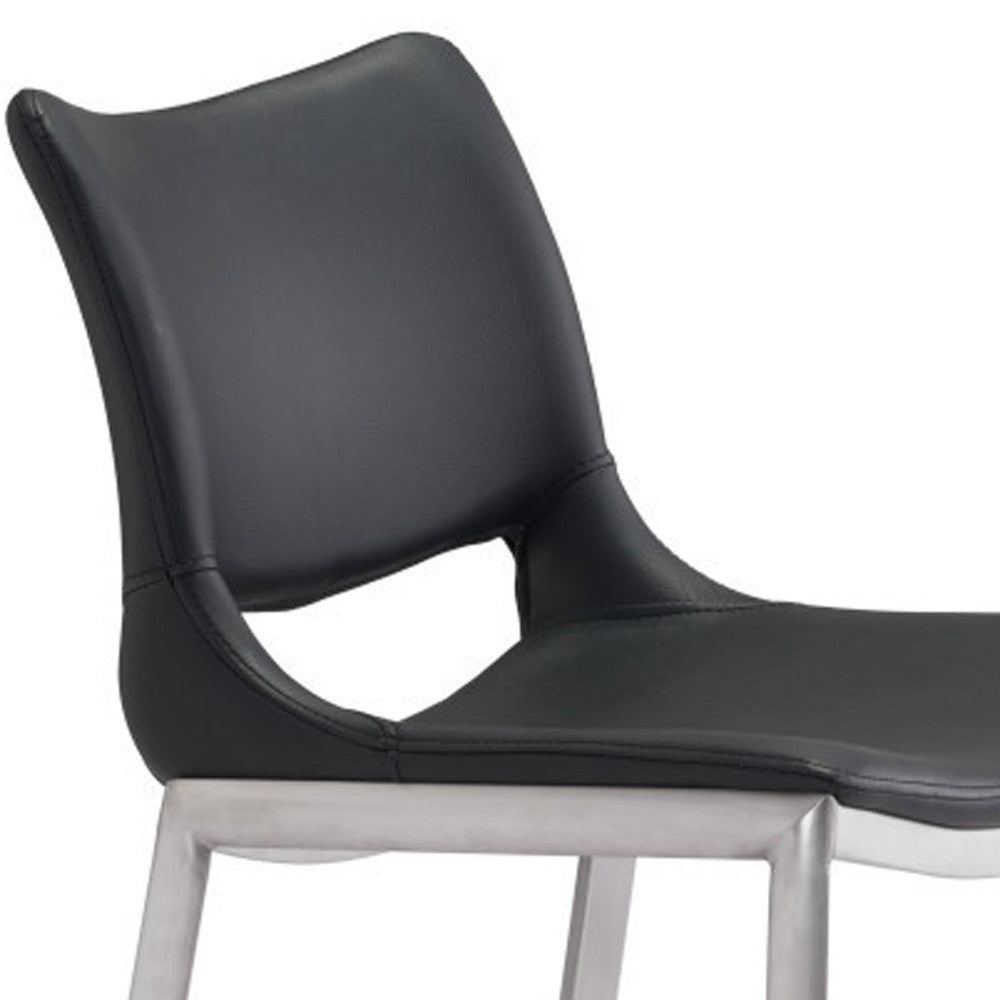 Set of Two 29" Black And Silver Steel Low Back Bar Height Bar Chairs-Bar Chairs-DECOROLALA