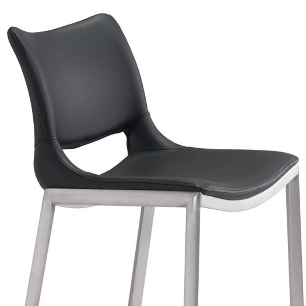 Set of Two 29" Black And Silver Steel Low Back Bar Height Bar Chairs-Bar Chairs-DECOROLALA