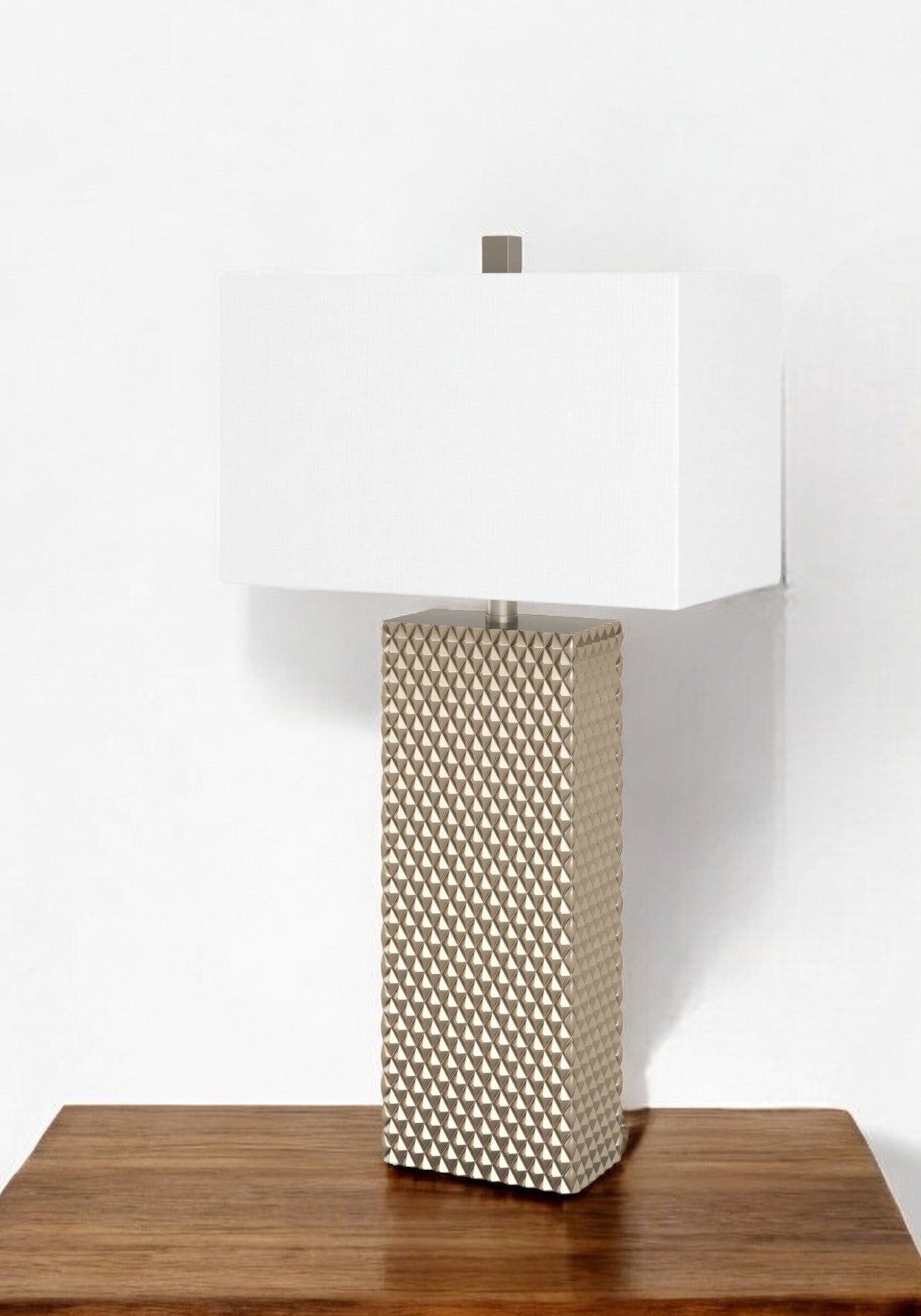 Set of Two 29" Gold Waffle Table Lamps With White Shade-Table Lamps-DECOROLALA