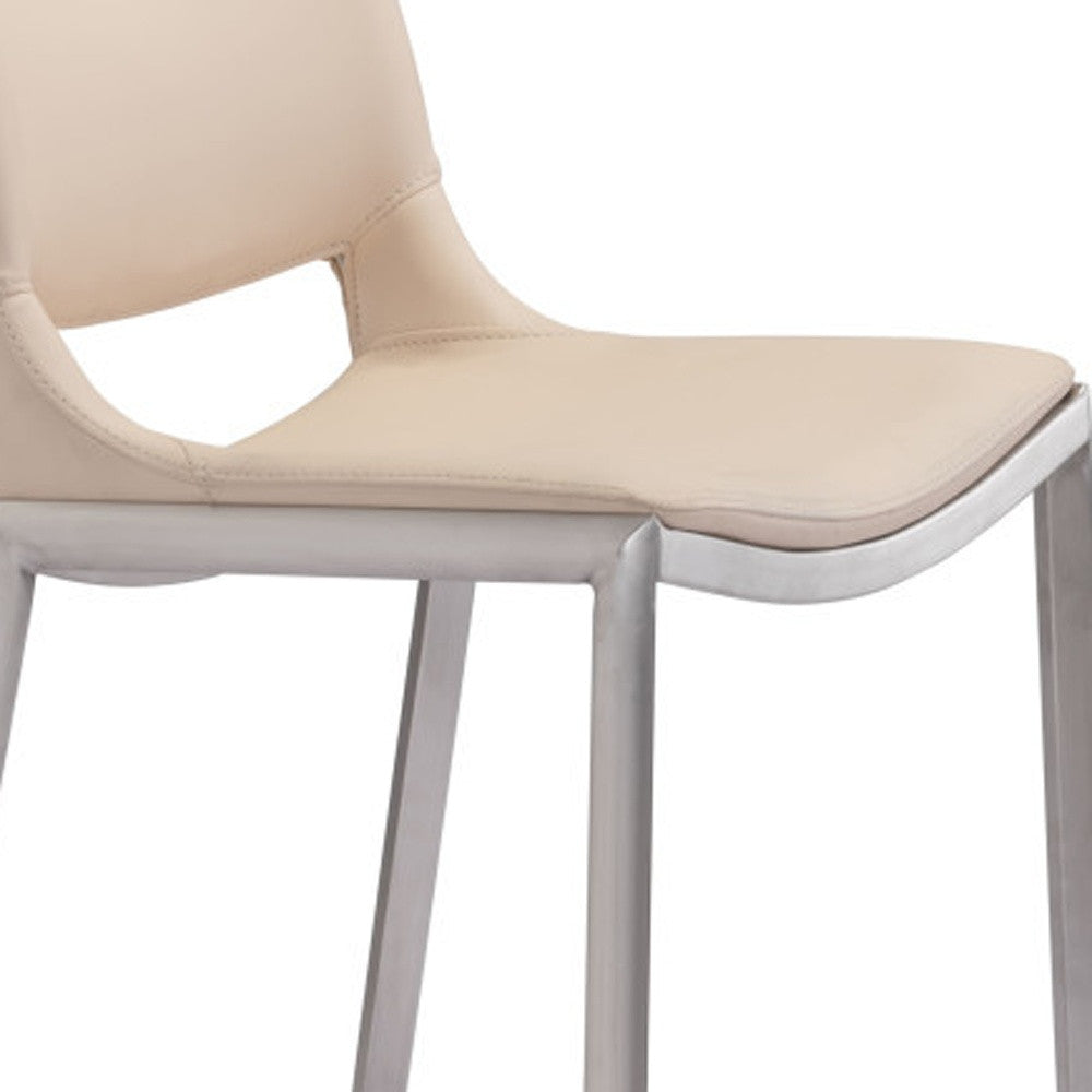 Set of Two 29" Light Pink And Silver Steel Low Back Bar Height Bar Chairs-Bar Chairs-DECOROLALA